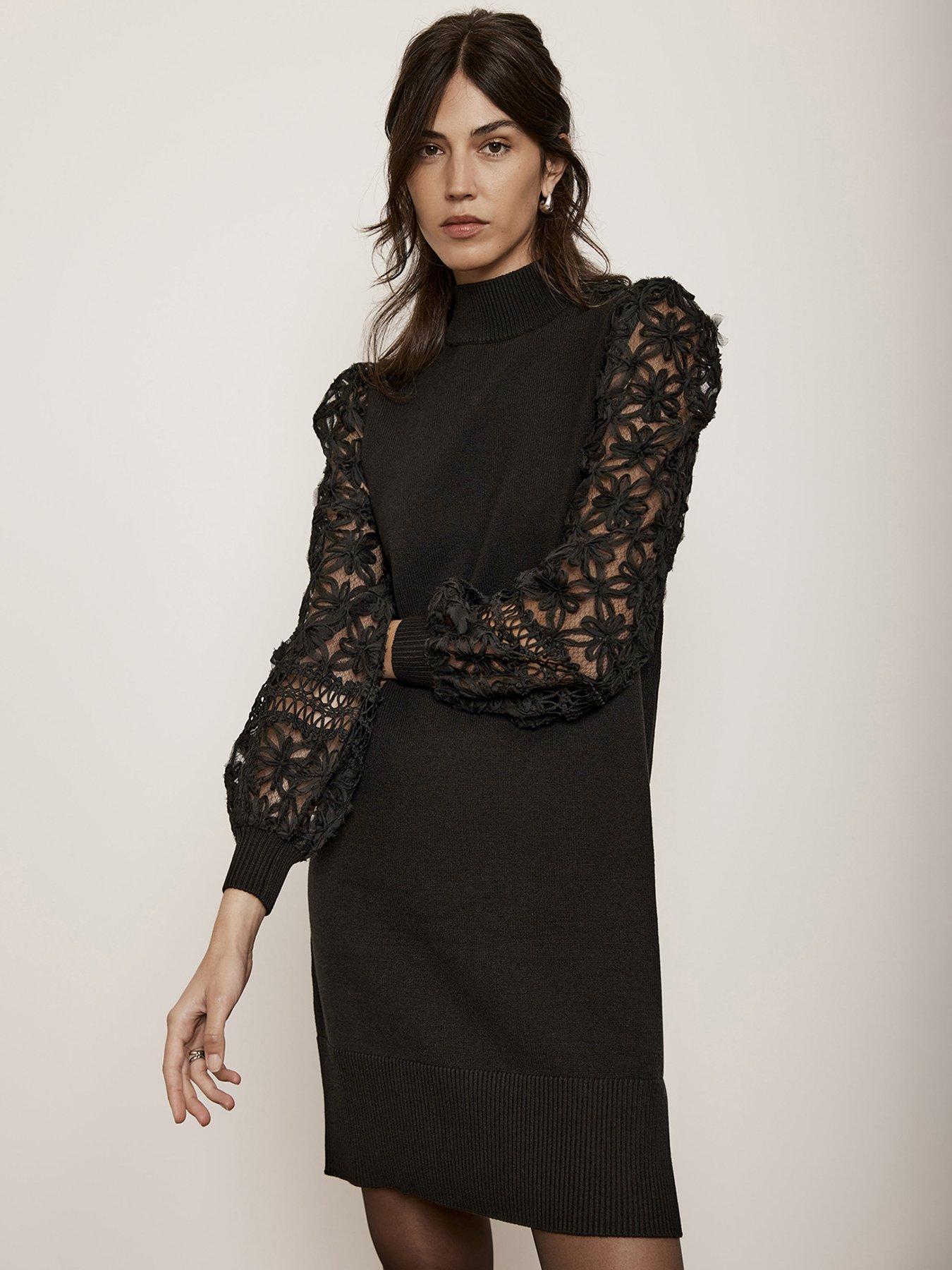 knee length dresses for ladies Velvet Lace Midi Dress – bebe main image 0