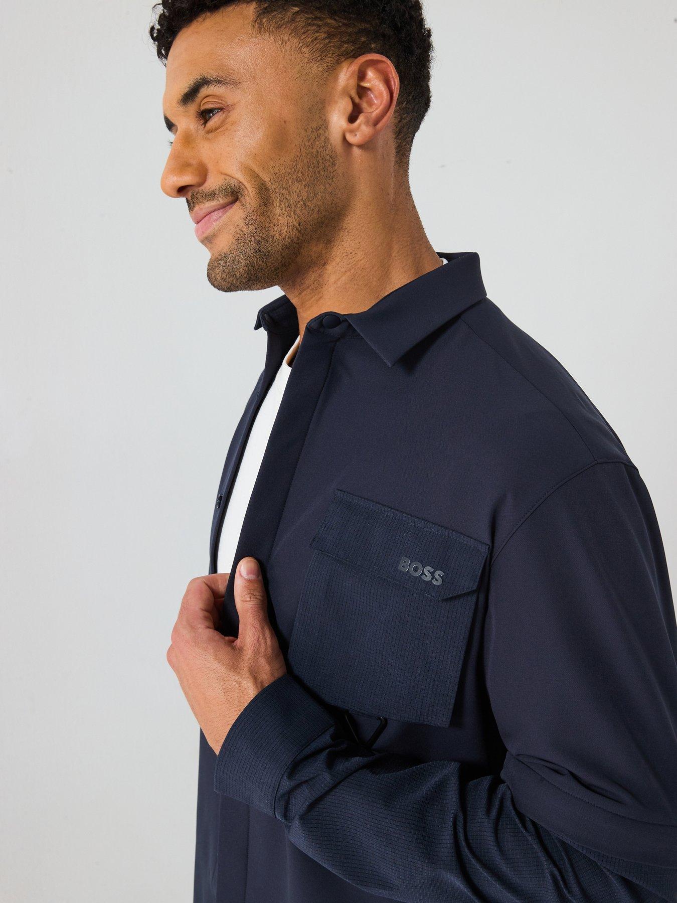 Image 6 of 6 of BOSS Zip Sleeves Regular Fit Overshirt - Dark Blue