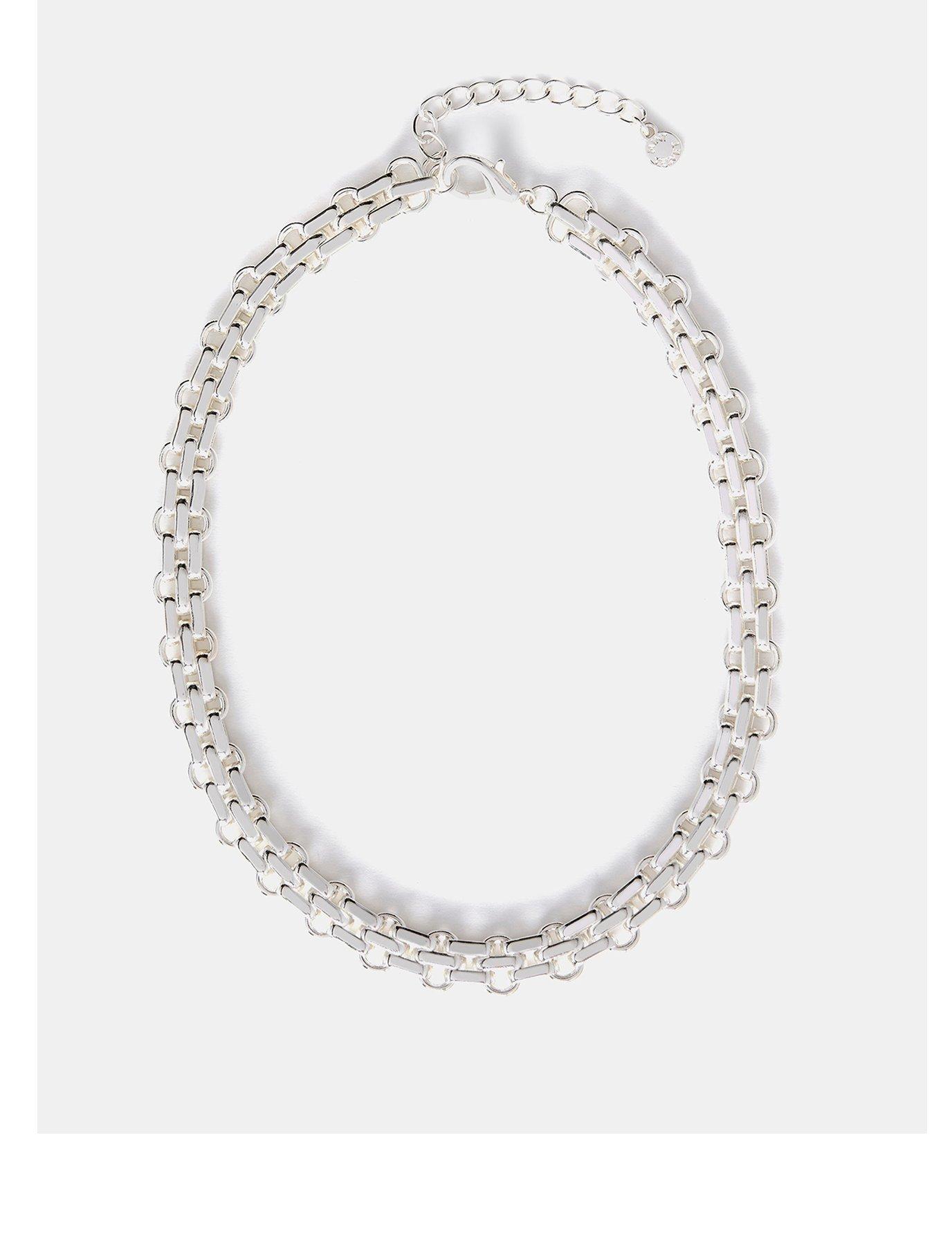 undefined Silver Tone Short Chain Necklace - Silver