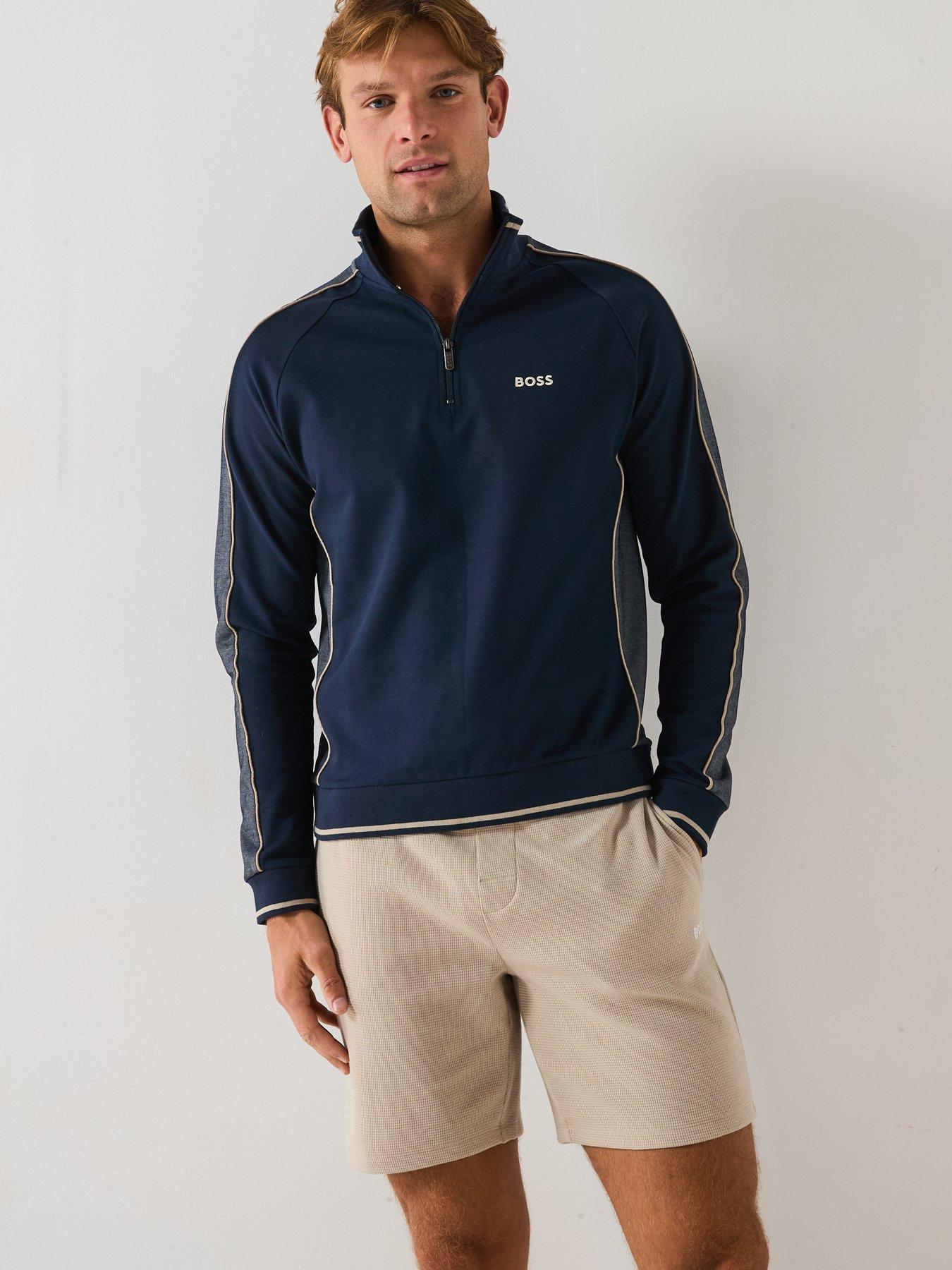 undefined Boss 1/4 Zip Tracksuit Loungewear Jacket-dark Blue