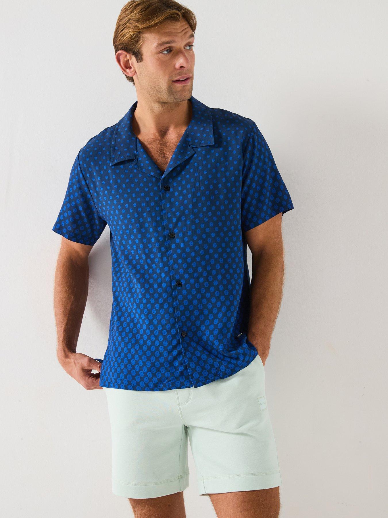 undefined Boss Allover Print Beach Shirt-navy