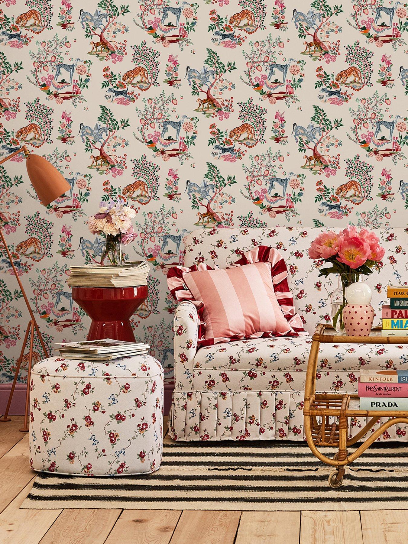 Product photograph of Cath Kidston Painted Kingdom Natural Wallpaper from very.co.uk