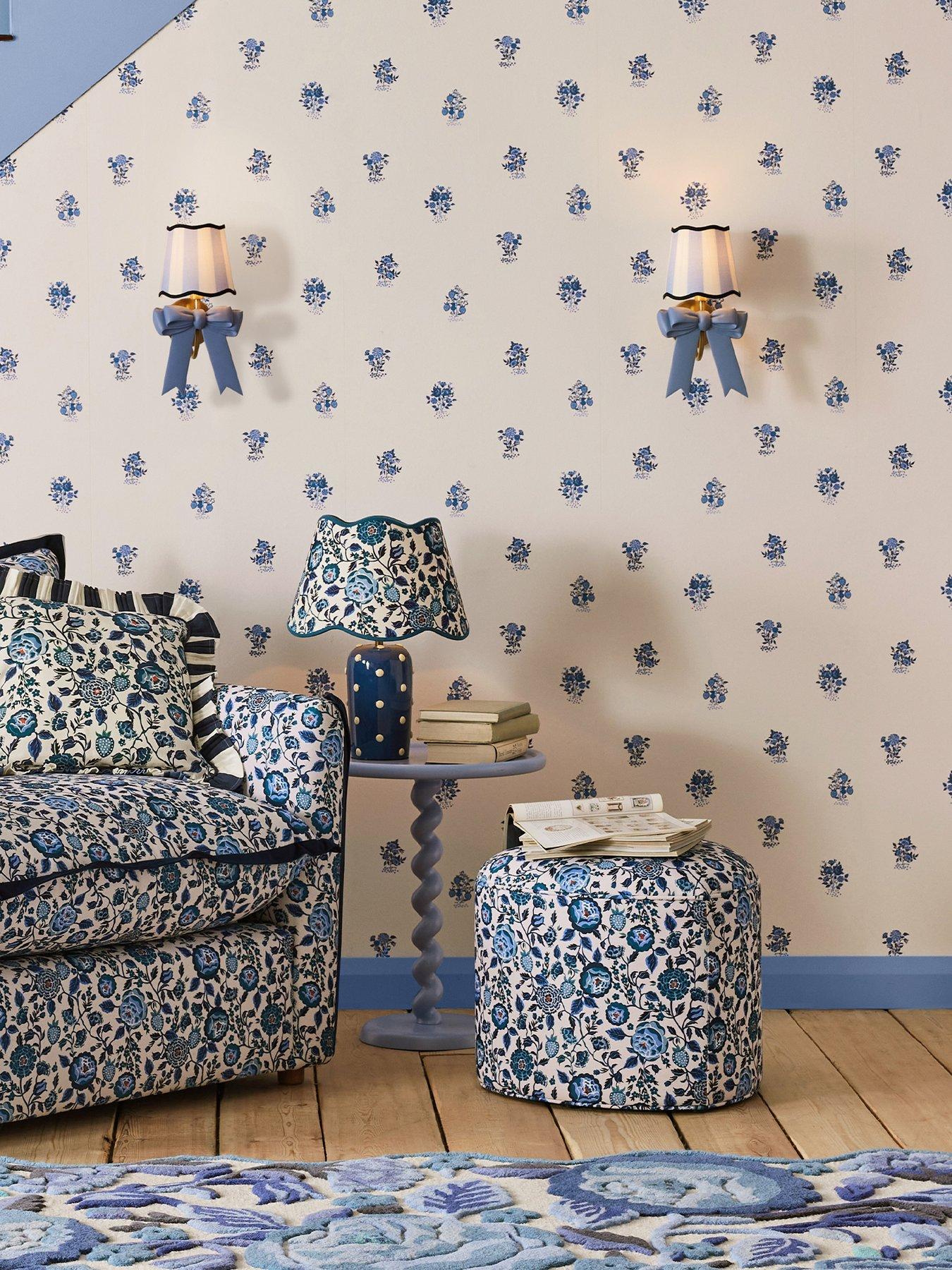 Product photograph of Cath Kidston Kingdom Posey Blue Wallpaper from very.co.uk