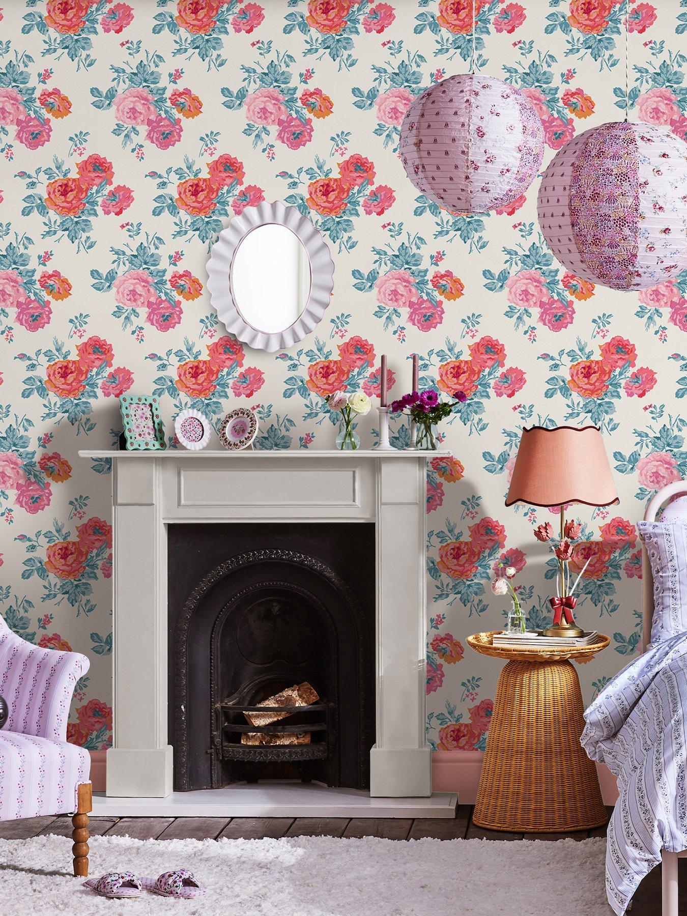 Product photograph of Cath Kidston Archive Rose Blue Pink Wallpaper from very.co.uk