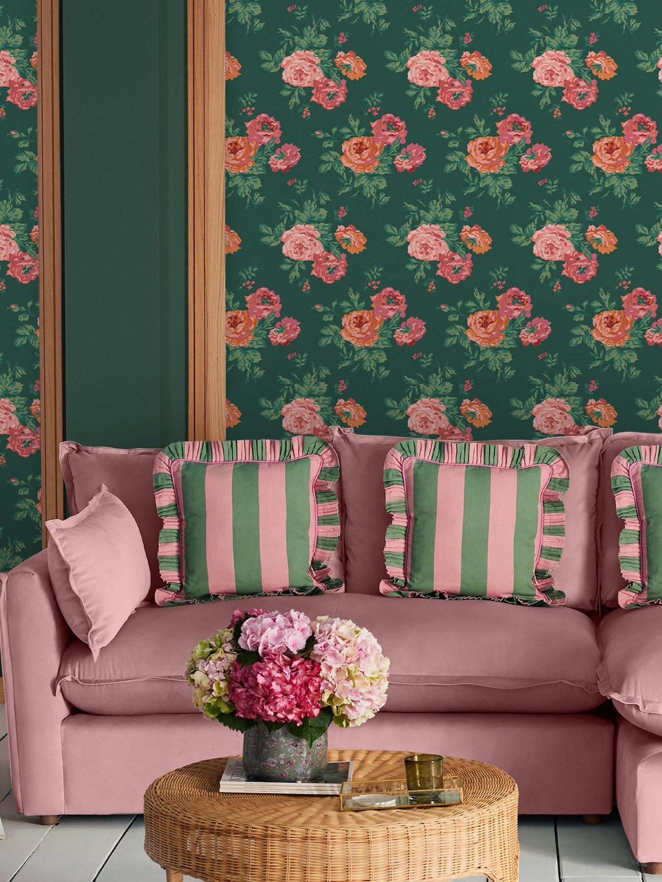 Product photograph of Cath Kidston Archive Rose Green Wallpaper from very.co.uk