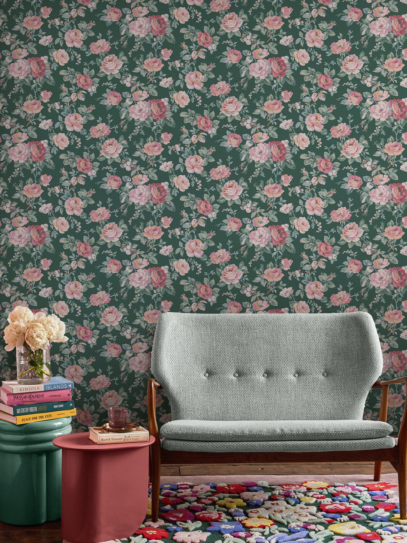 Product photograph of Cath Kidston Garden Rose Green Wallpaper from very.co.uk