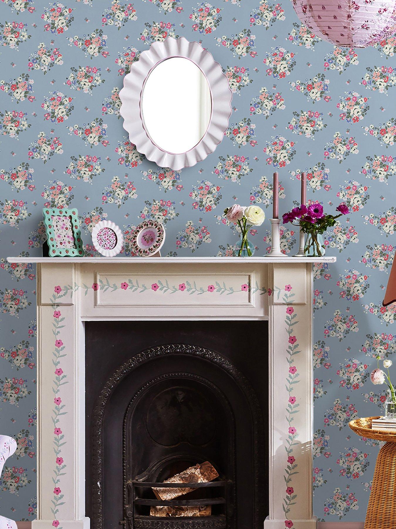 Product photograph of Cath Kidston Clifton Floral Blue Wallpaper from very.co.uk