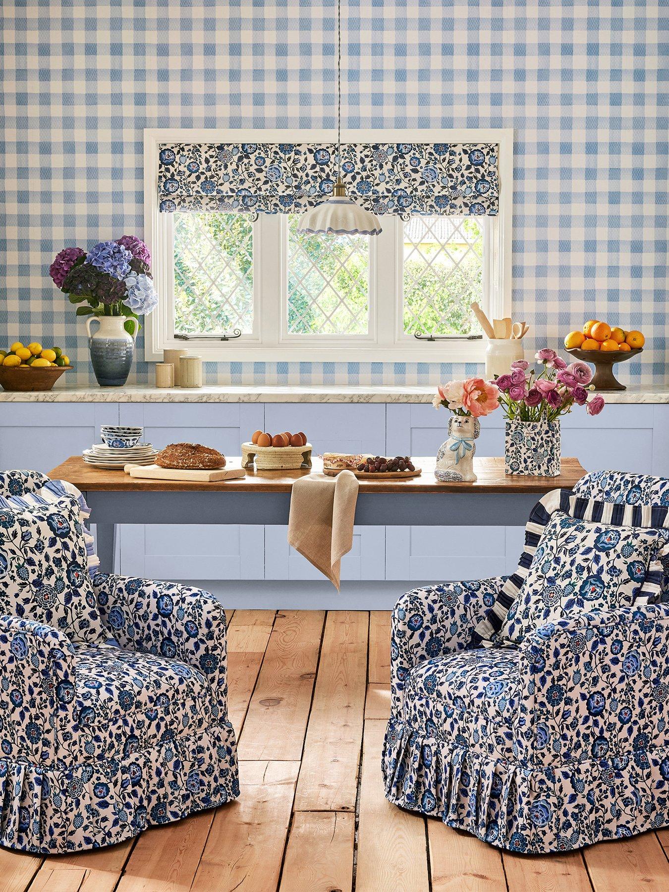 Product photograph of Cath Kidston Painted Gingham Blue Wallpaper from very.co.uk