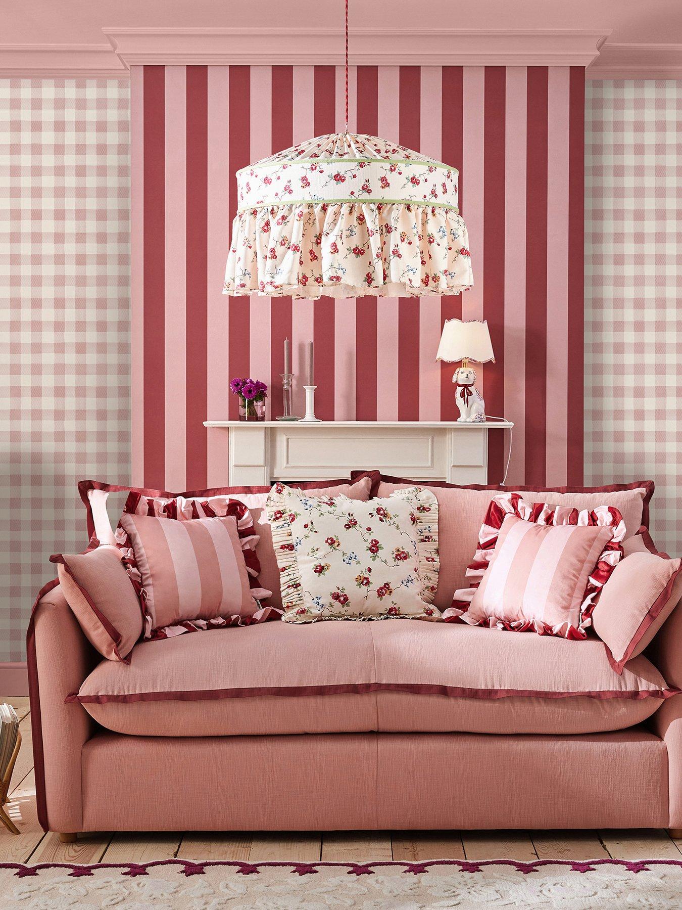 Product photograph of Cath Kidston Painted Gingham Pink Wallpaper from very.co.uk