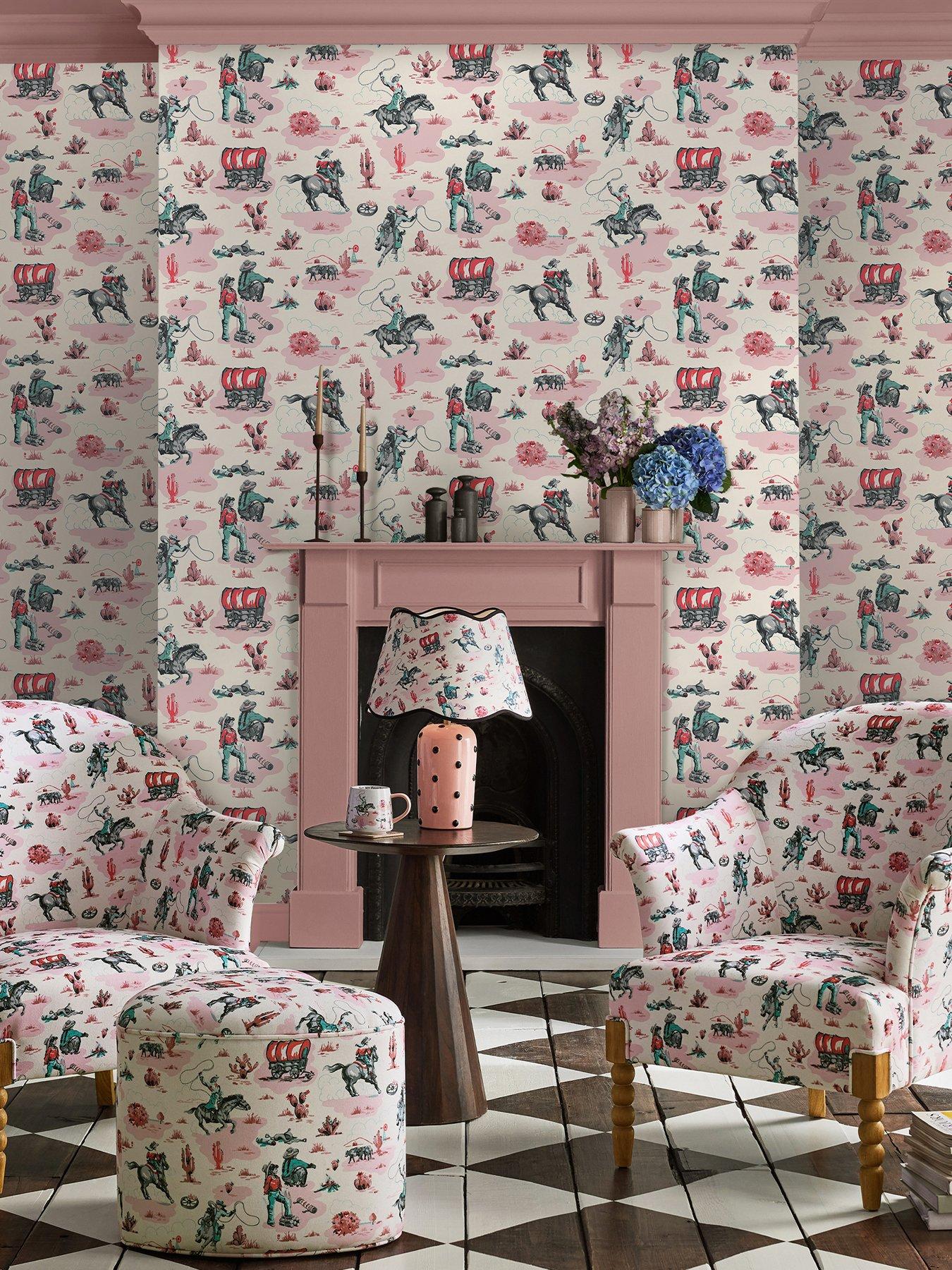 Product photograph of Cath Kidston Cowgirls Pink Wallpaper from very.co.uk