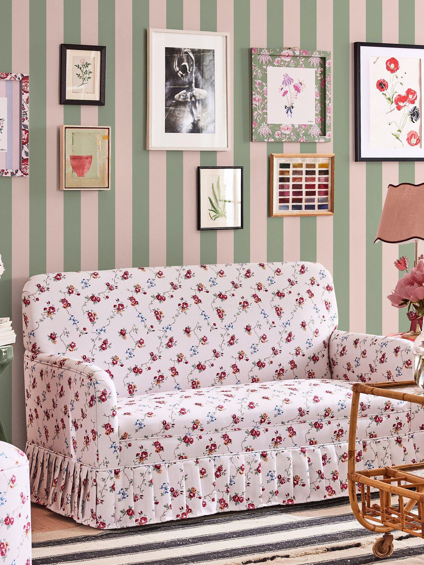 Product photograph of Cath Kidston Canopy Stripe Green Pink Wallpaper from very.co.uk