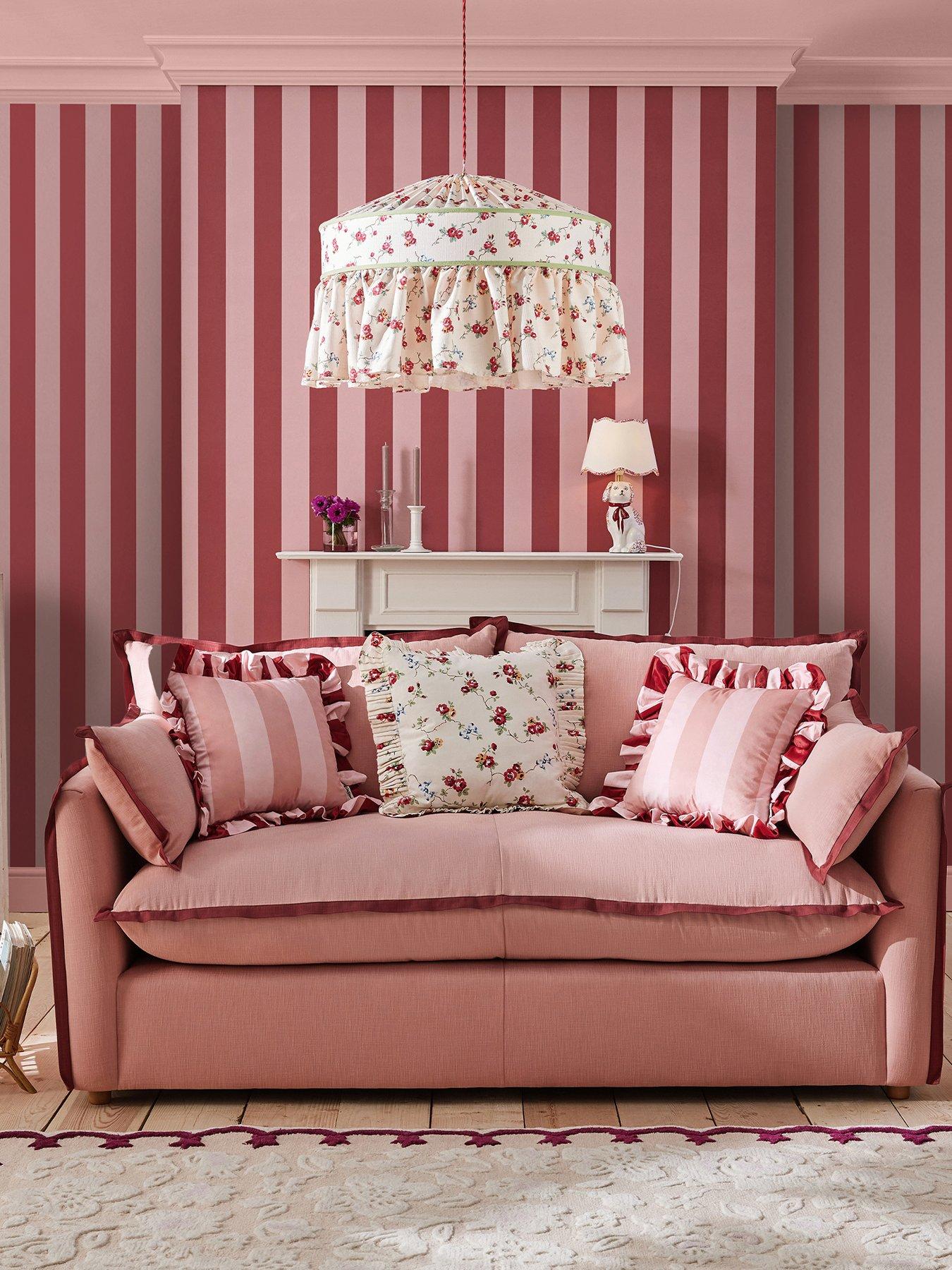 Cath Kidston Canopy Stripe Pink  &  Red Wallpaper