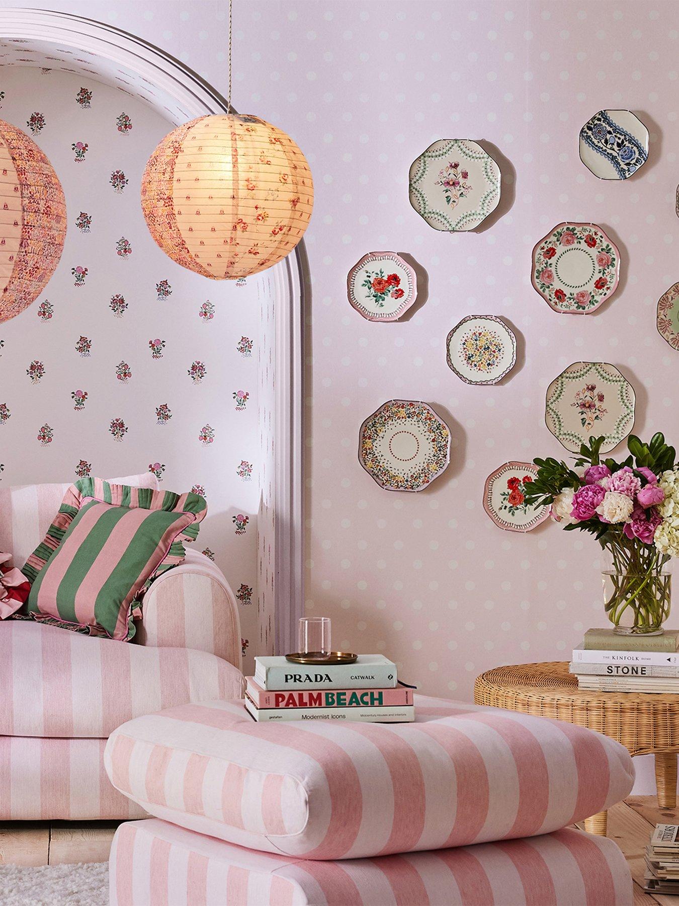 Product photograph of Cath Kidston Button Spot Pink Wallpaper from very.co.uk