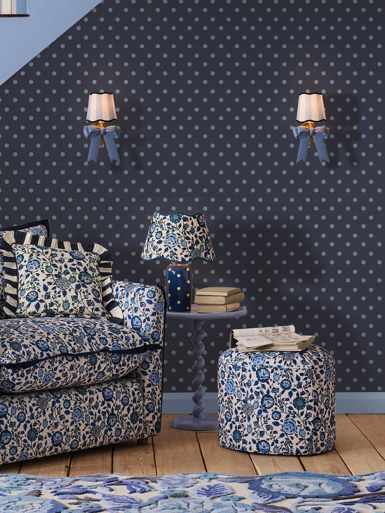 Product photograph of Cath Kidston Button Spot Navy Wallpaper from very.co.uk