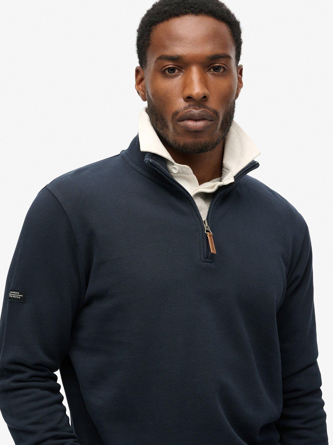 undefined Core Logo Henley Half Zip Sweat Top-Navy