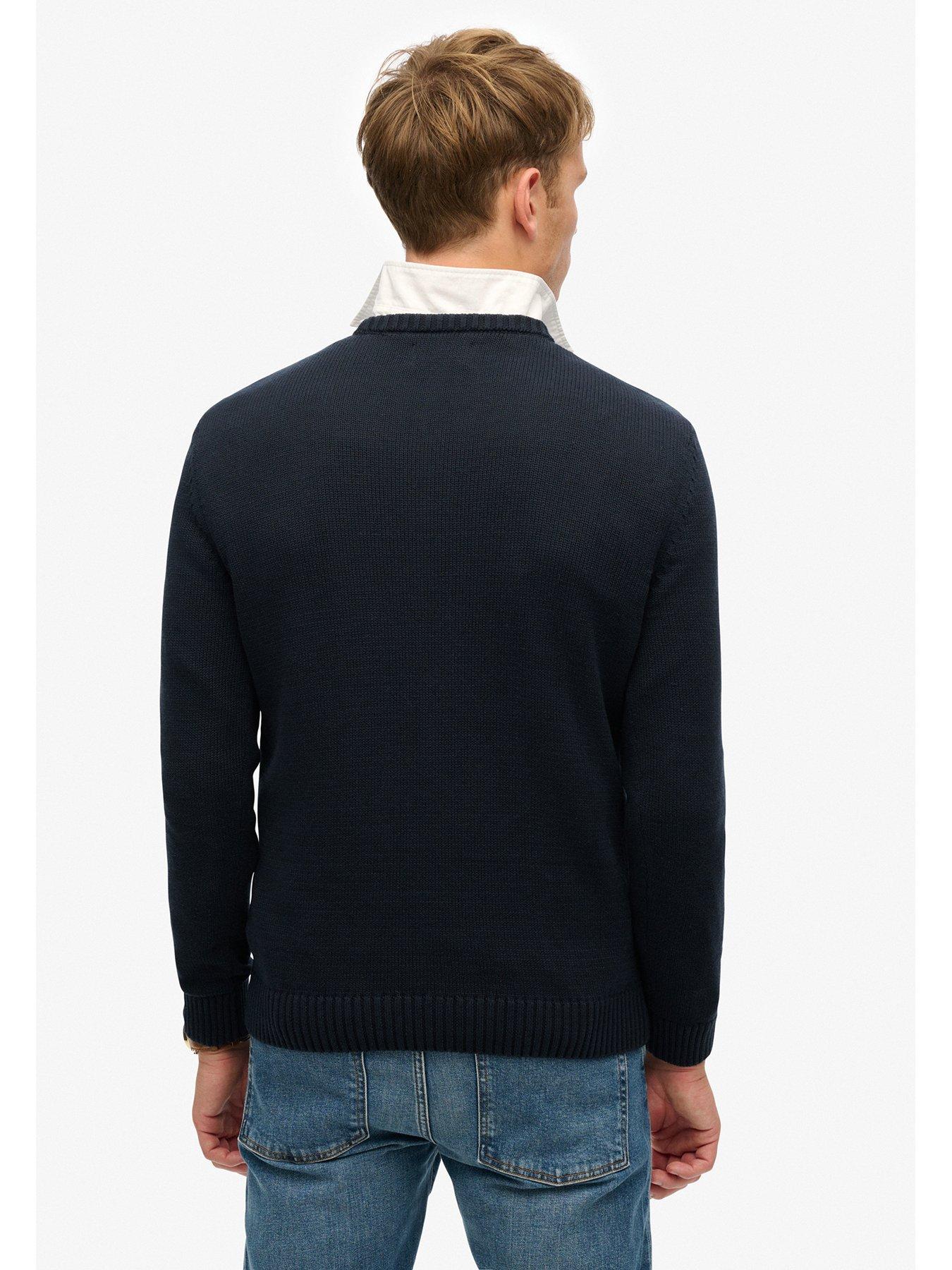 Image 2 of 4 of Superdry Classic Crew Knitted Jumper-Navy