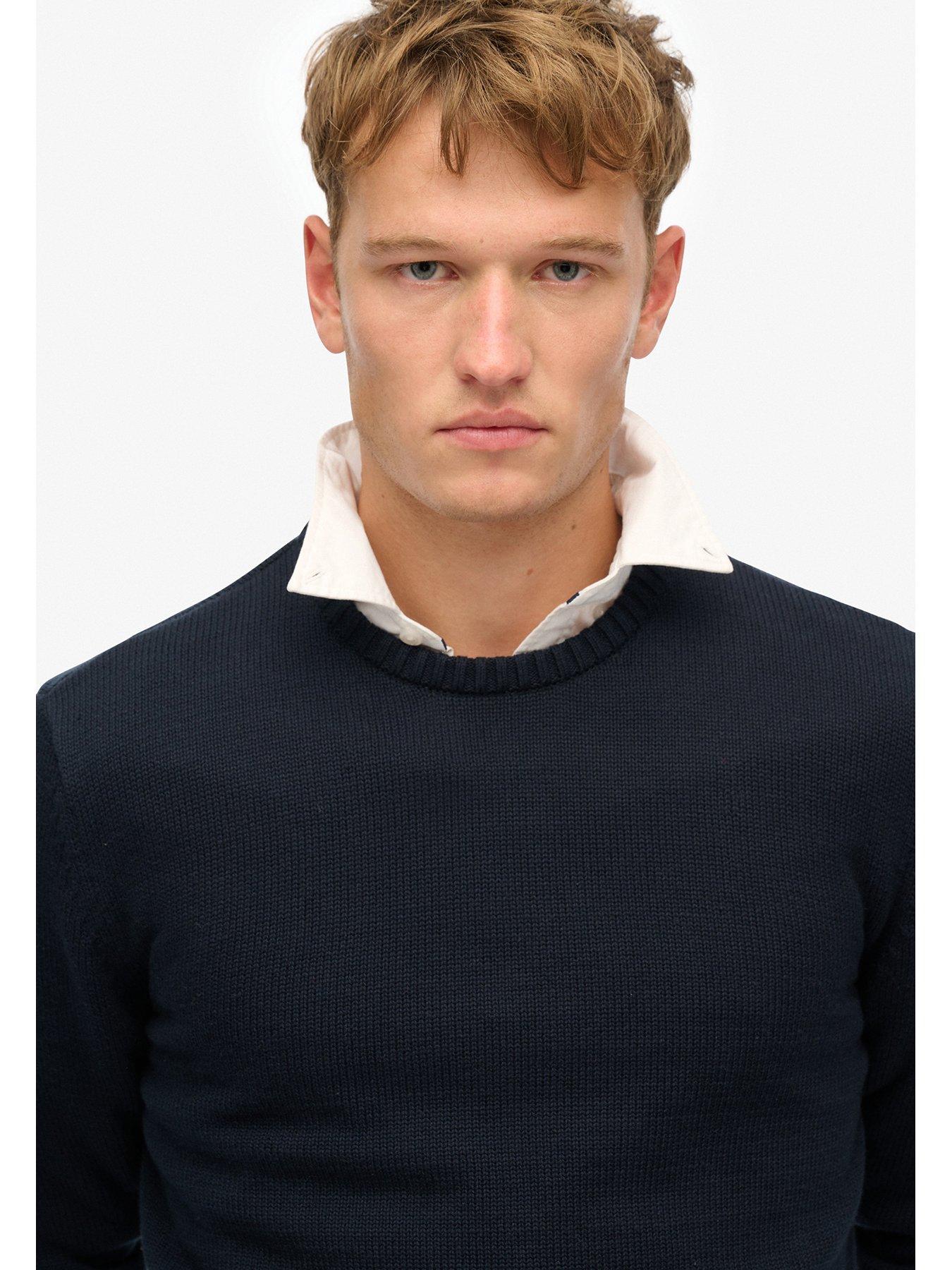 Image 4 of 4 of Superdry Classic Crew Knitted Jumper-Navy