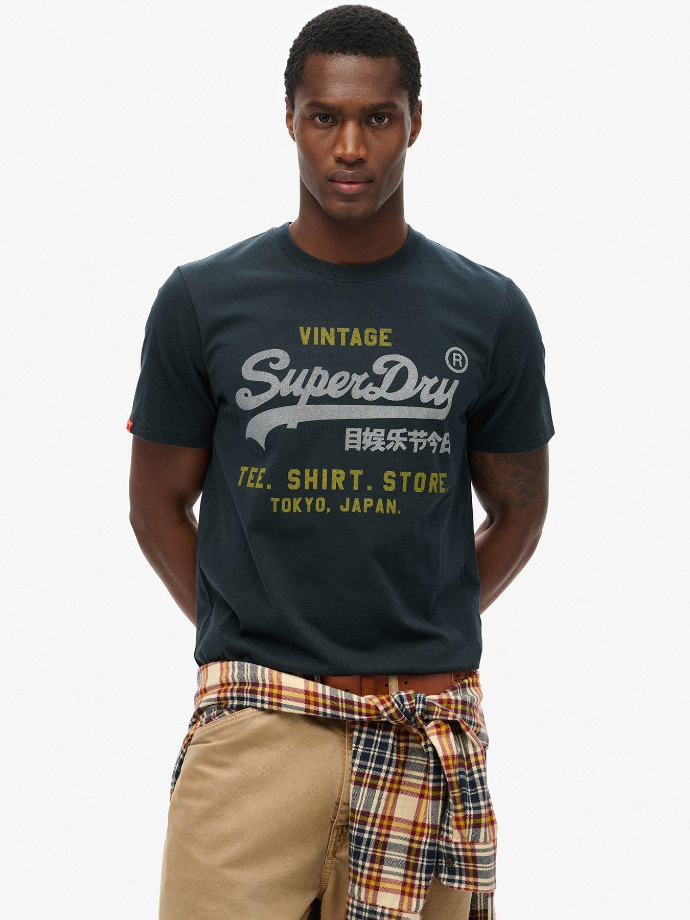 Superdry Vintage Logo Heritage Relaxed T-Shirt-Navy, Navy, Size S, Men