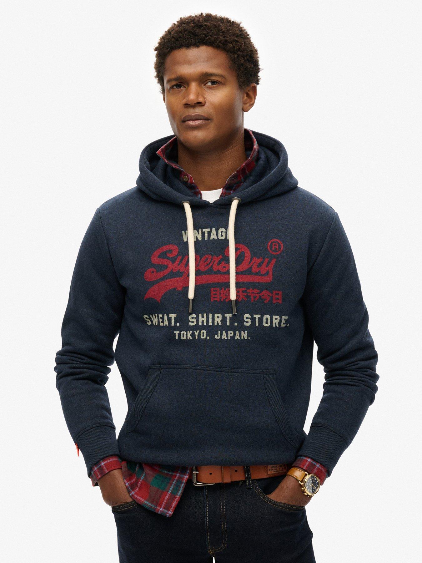Image 1 of 5 of Superdry Vintage Logo Heritage Relaxed Hoodie-Navy