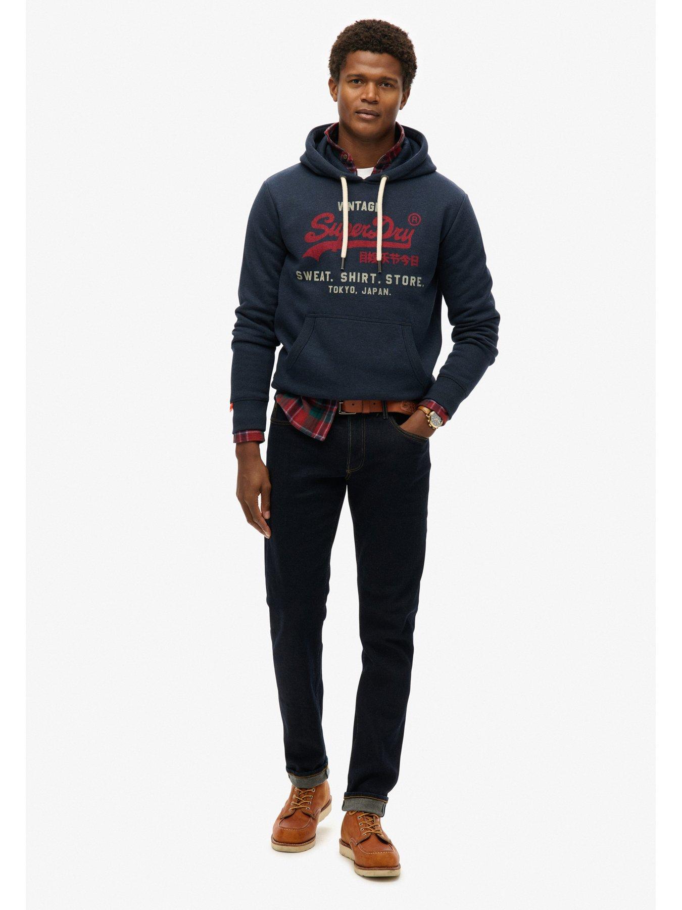 Image 3 of 5 of Superdry Vintage Logo Heritage Relaxed Hoodie-Navy