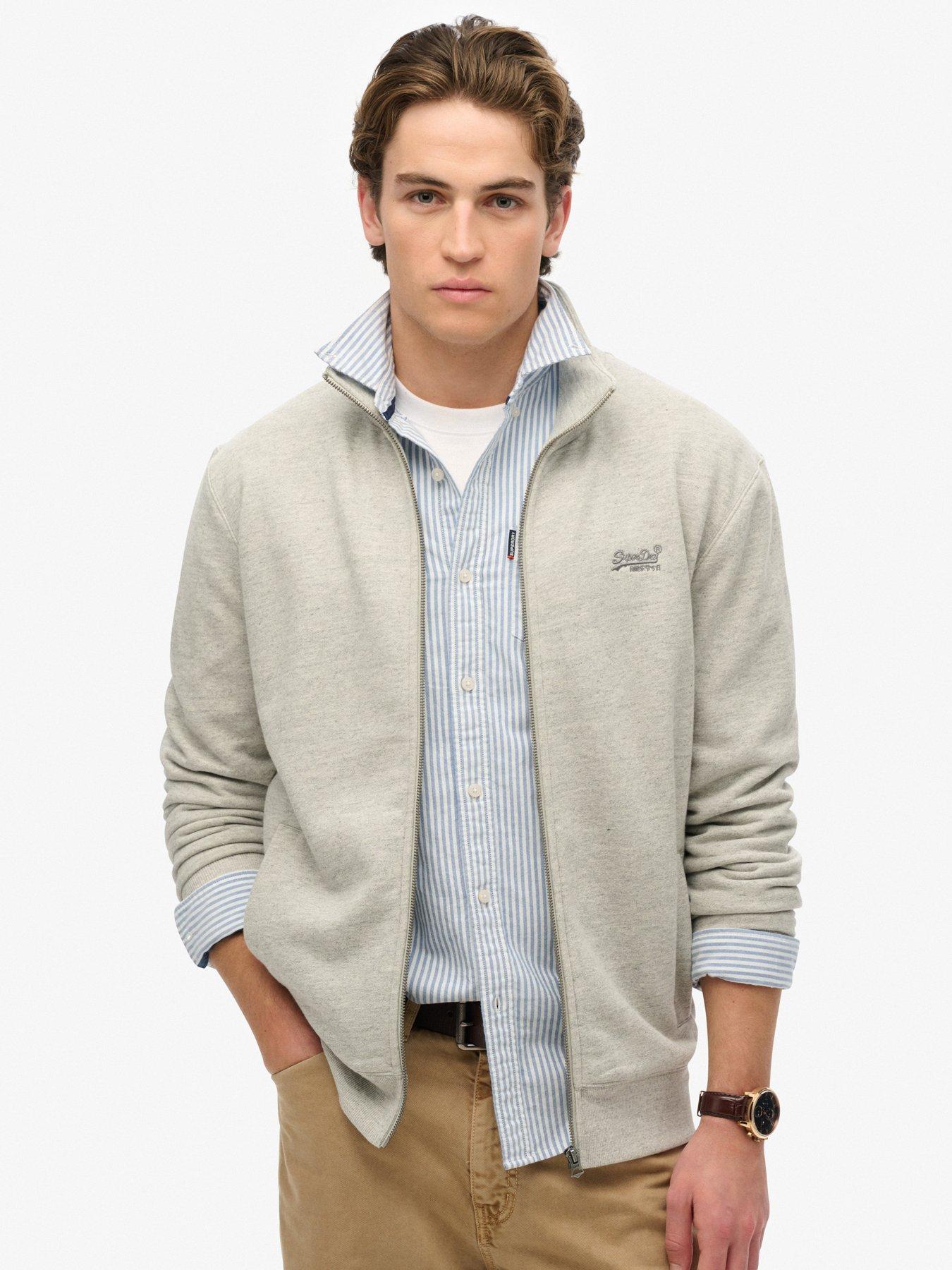 Image 1 of 5 of Superdry Essential Logo Zip Track Top-Light Grey
