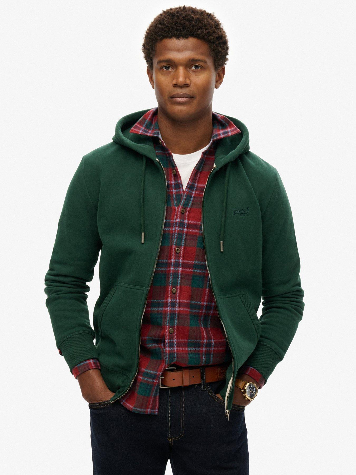 undefined Essential Logo Zip Hoodie-Dark Green