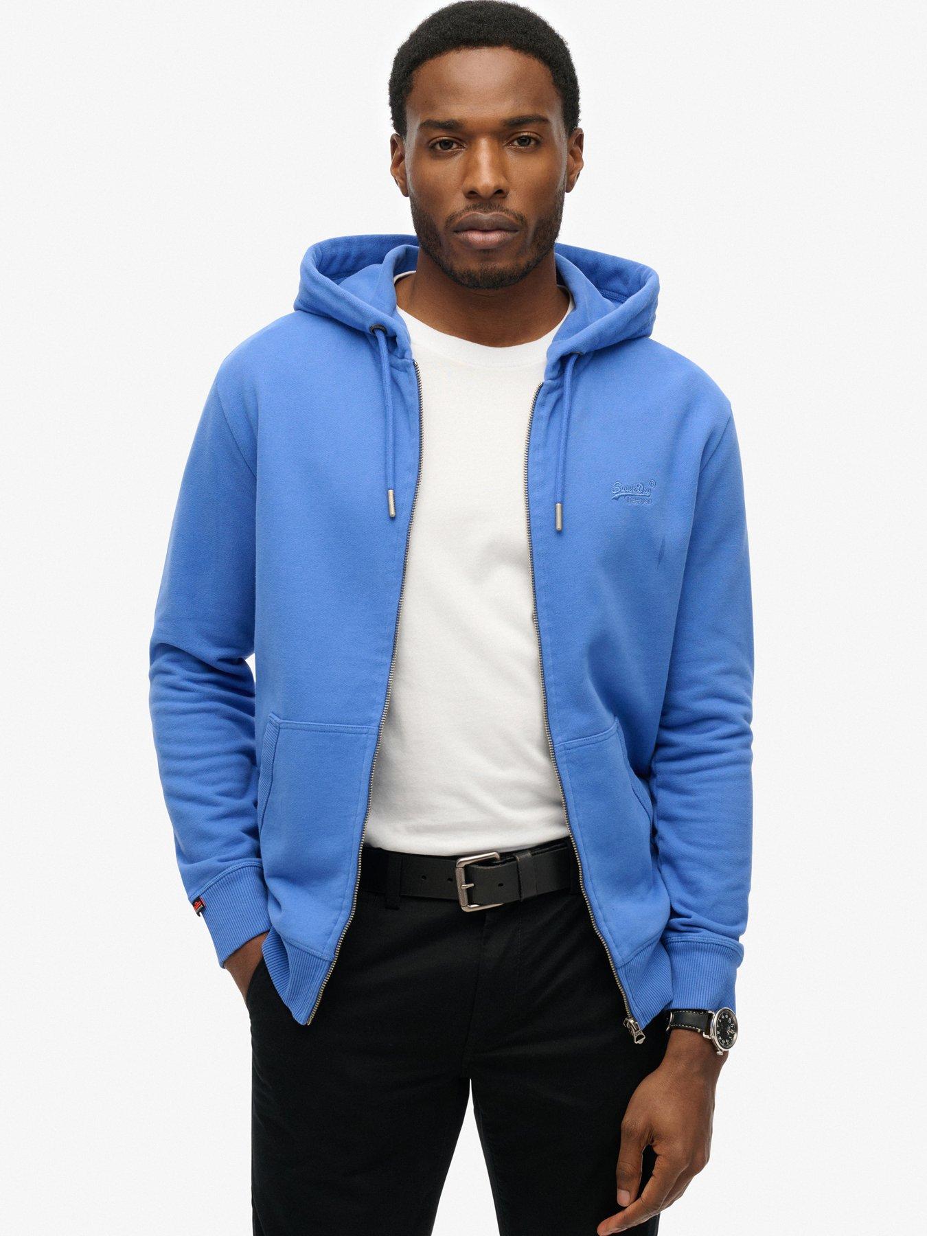 undefined Essential Logo Zip Hoodie-Blue