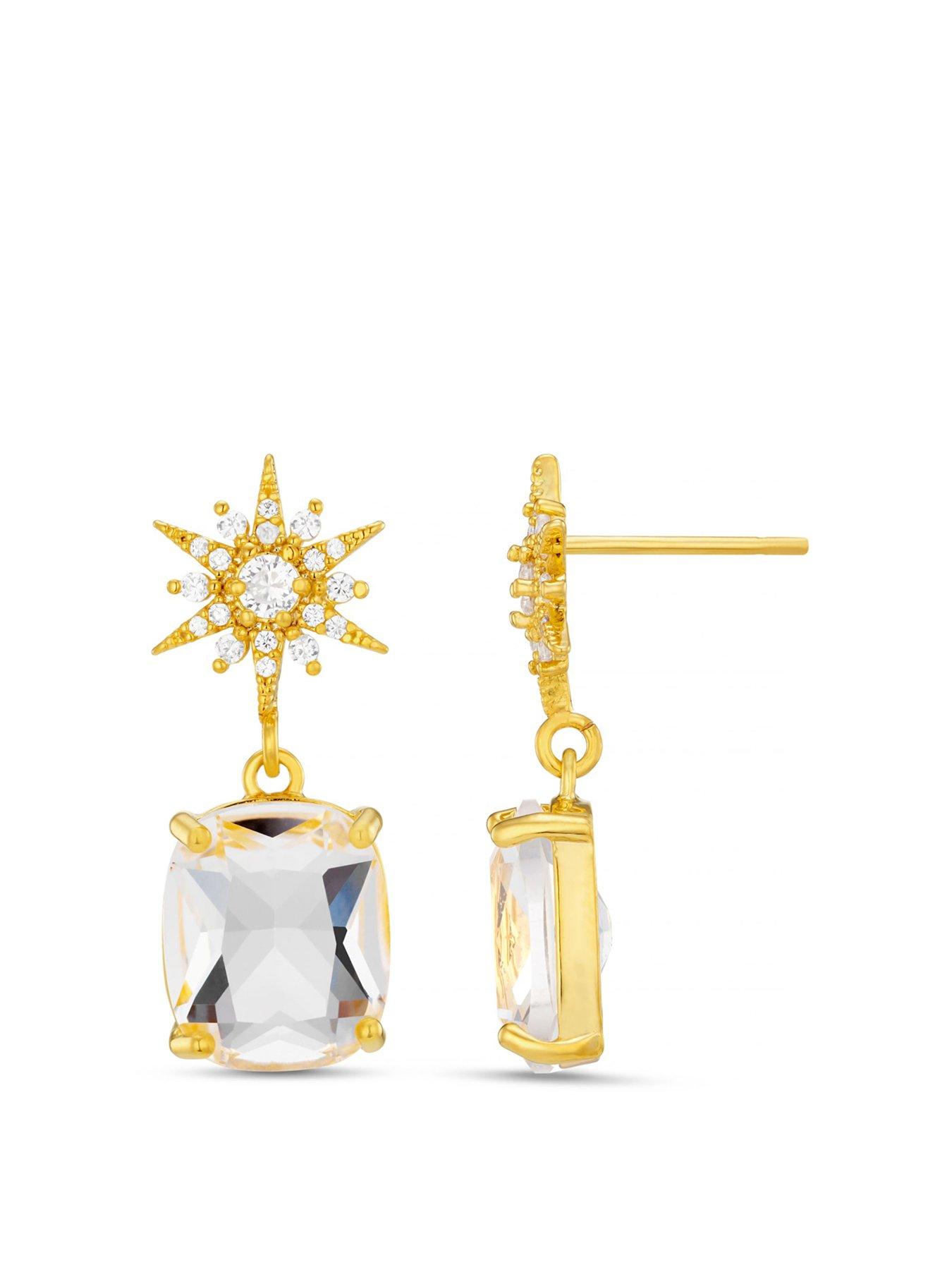 Product photograph of Orelia Pave Starburst Crystal Drop Earrings from very.co.uk