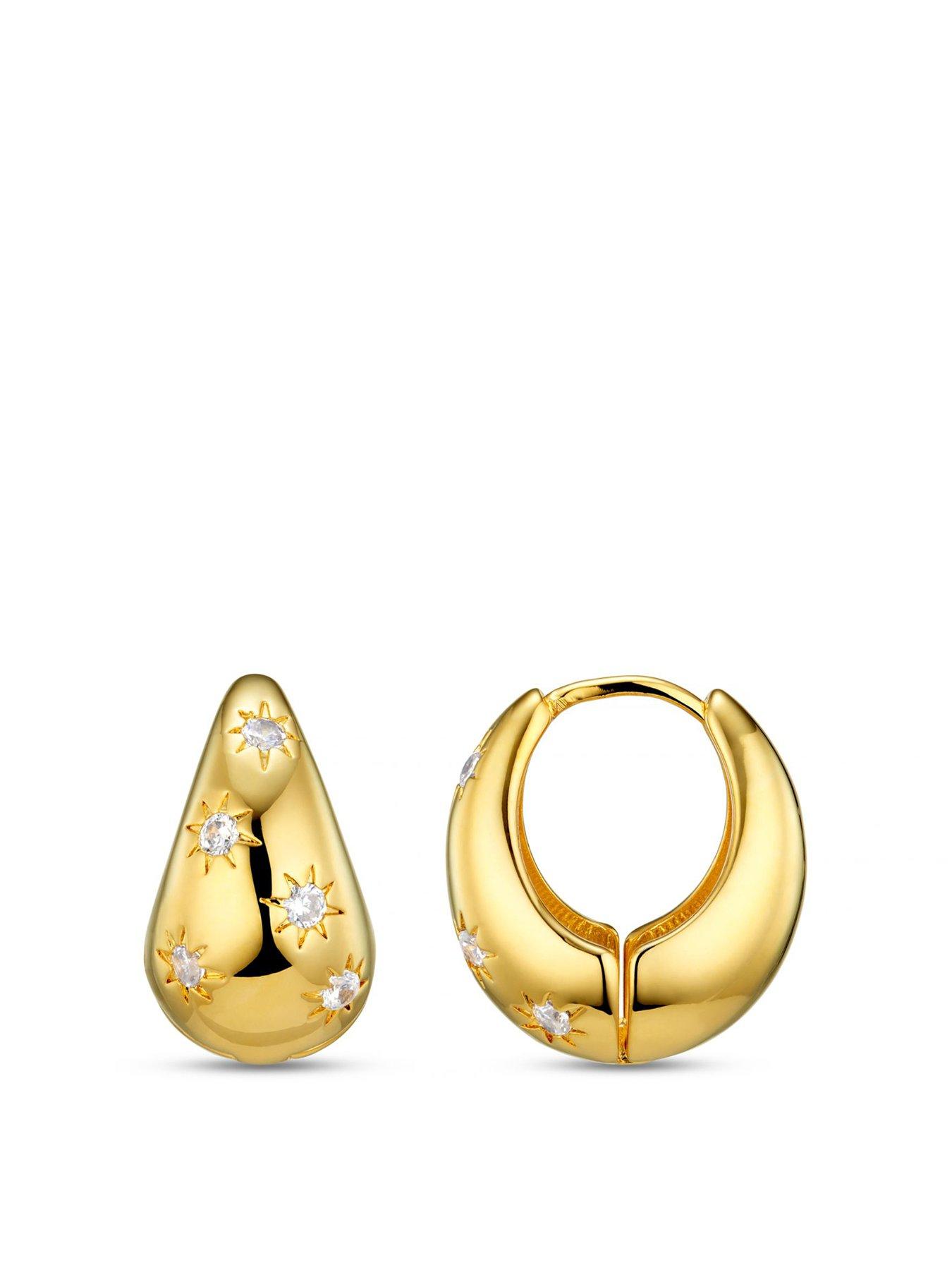 undefined Tapered Crystal Starburst Hoop Earrings