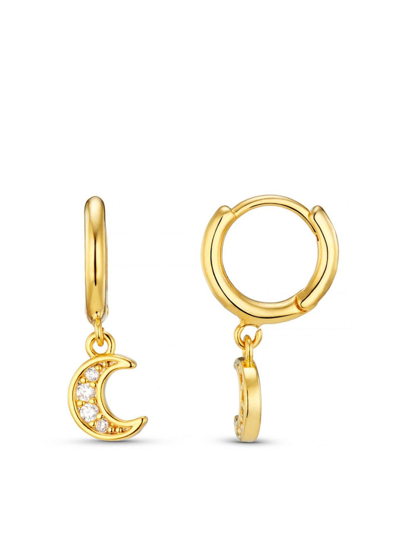 Product photograph of Orelia Pave Moon Charm Micro Hoop Earrings from very.co.uk