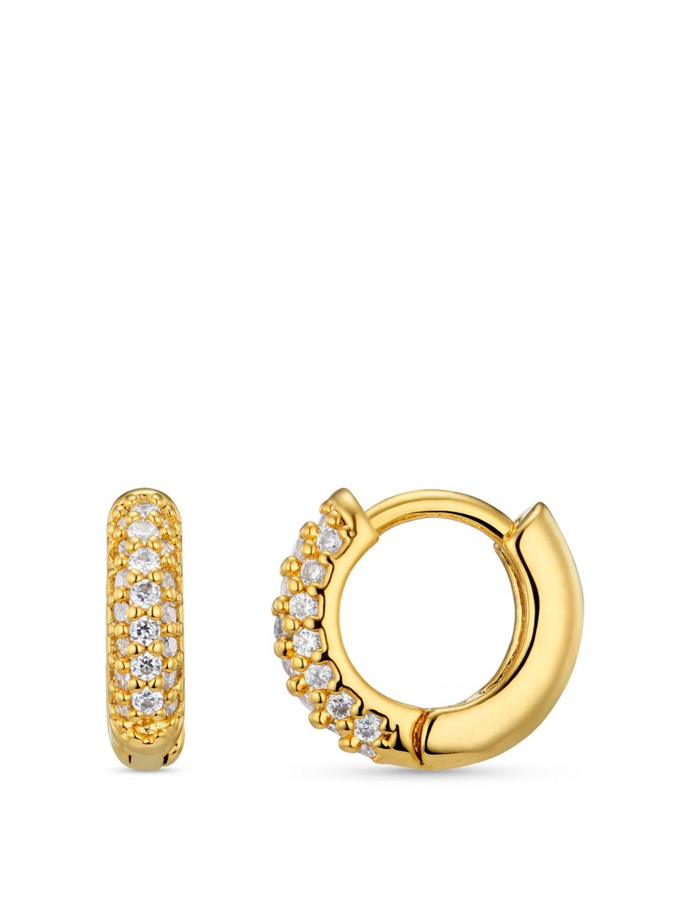 Product photograph of Orelia Tiny Domed Pave Hoop Earrings from very.co.uk