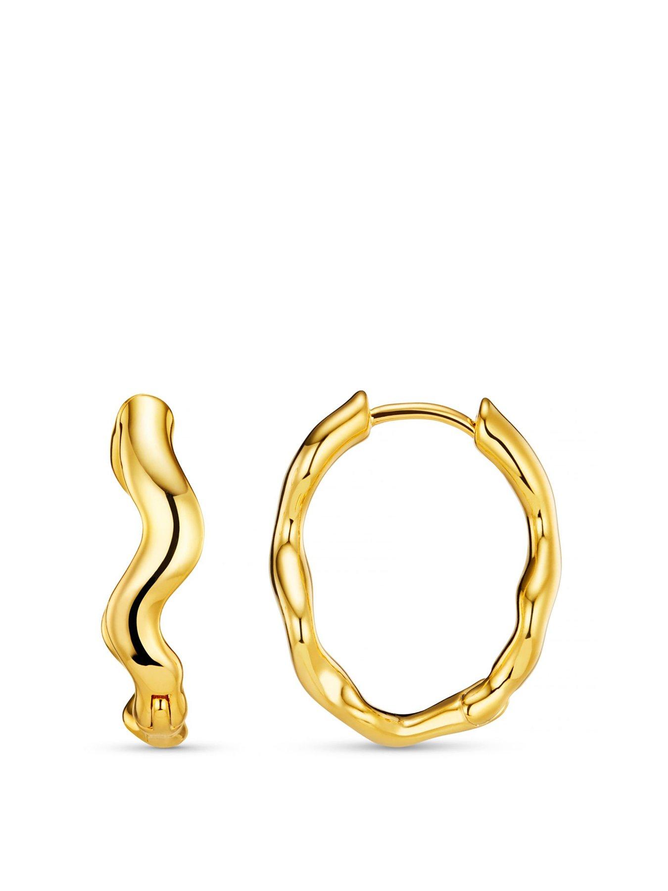 Product photograph of Orelia Organic Wave Oval Hoop Earrings from very.co.uk