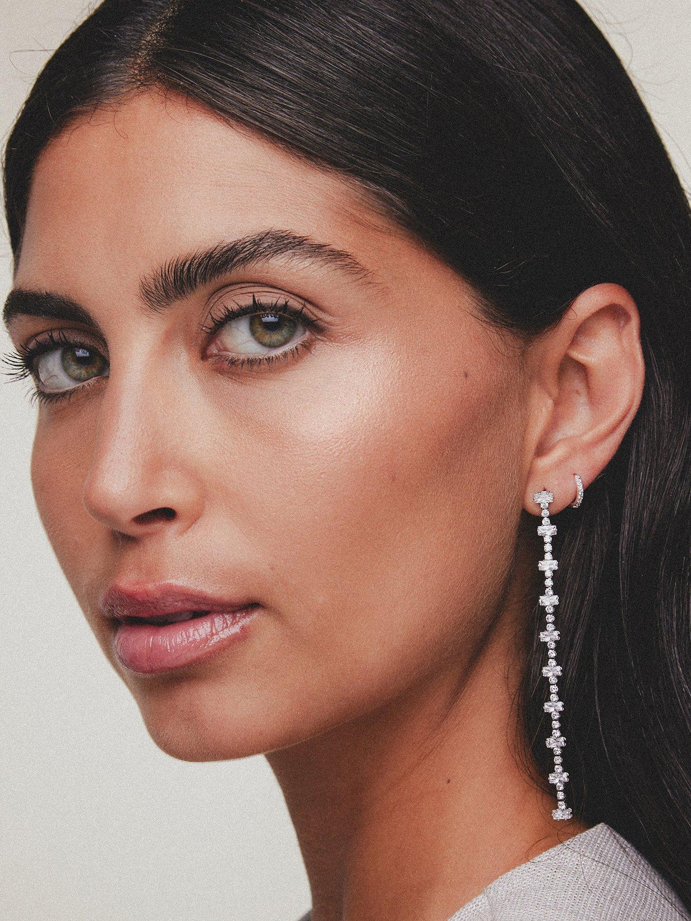 Image 2 of 2 of Orelia Pave Mini Micro Hoop Earrings
