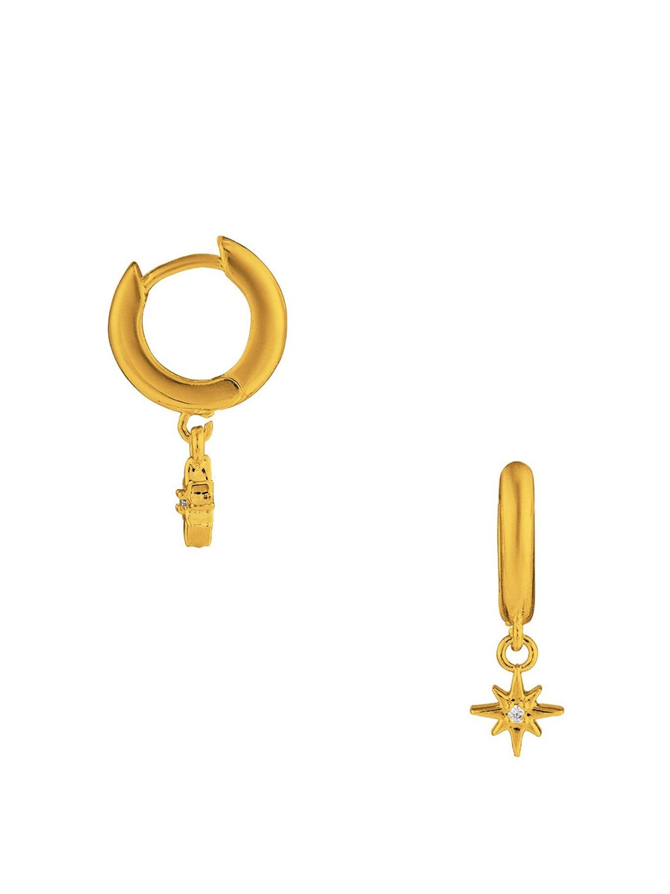 undefined Pave Micro Starburst Huggie Hoop Earrings