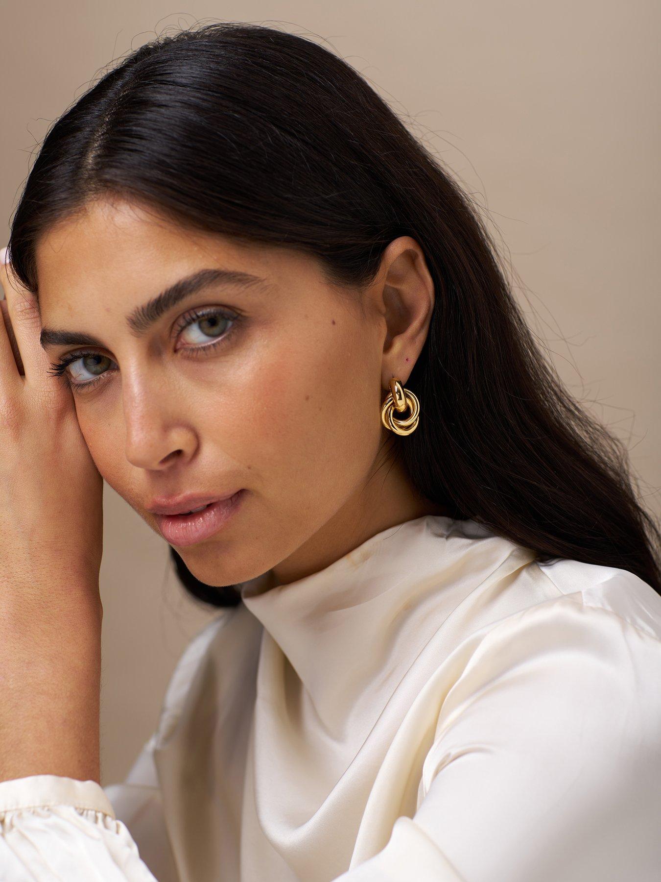 Image 2 of 3 of Orelia Statement Interlocking Earrings