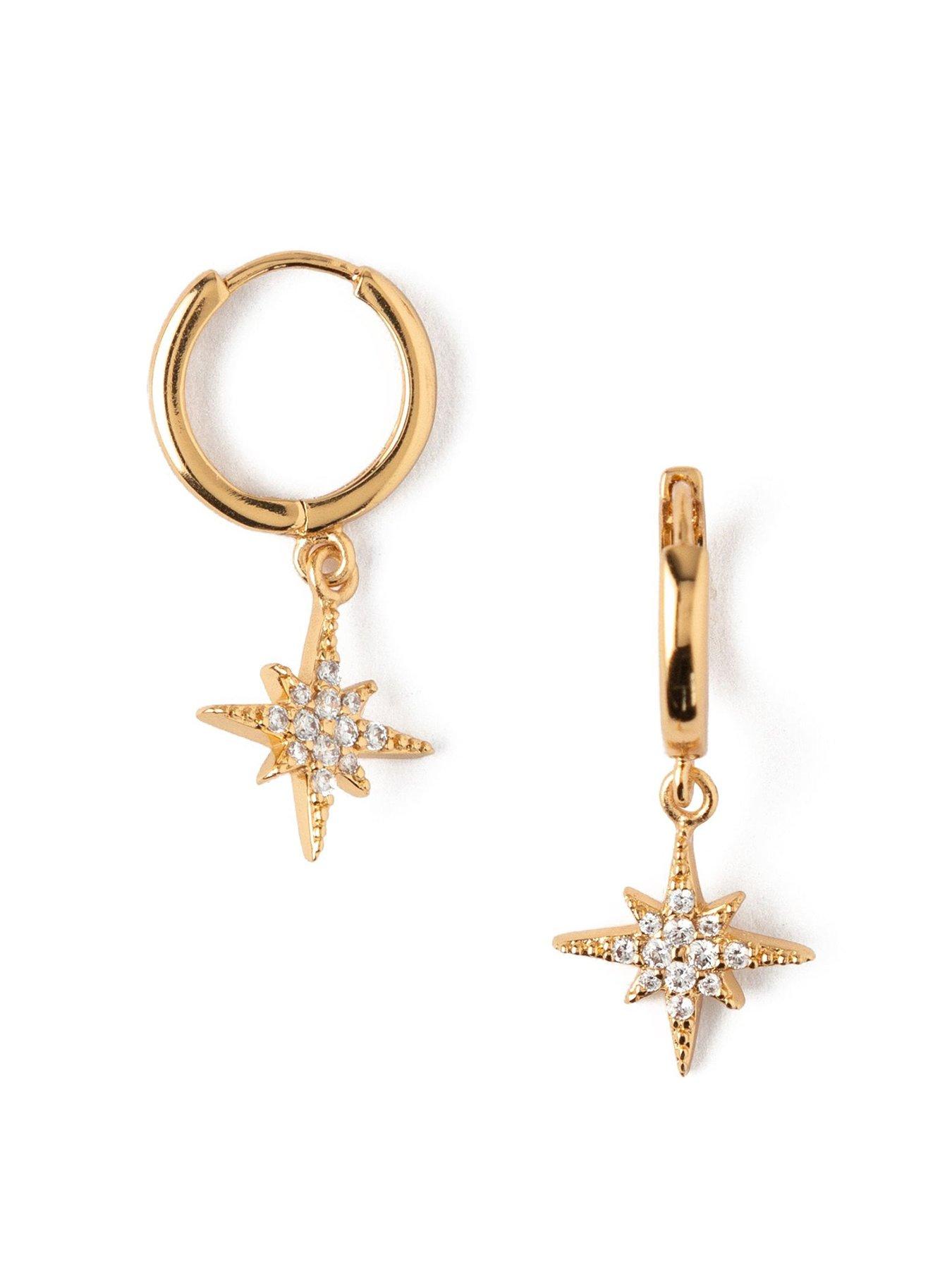 Orelia Starburst Huggie Hoop Earrings