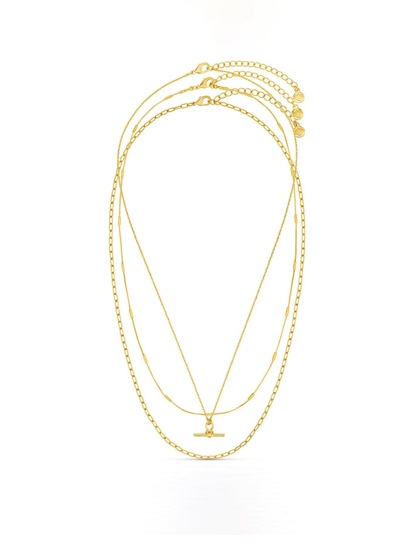 Orelia Dainty T-Bar 3-Row Necklace