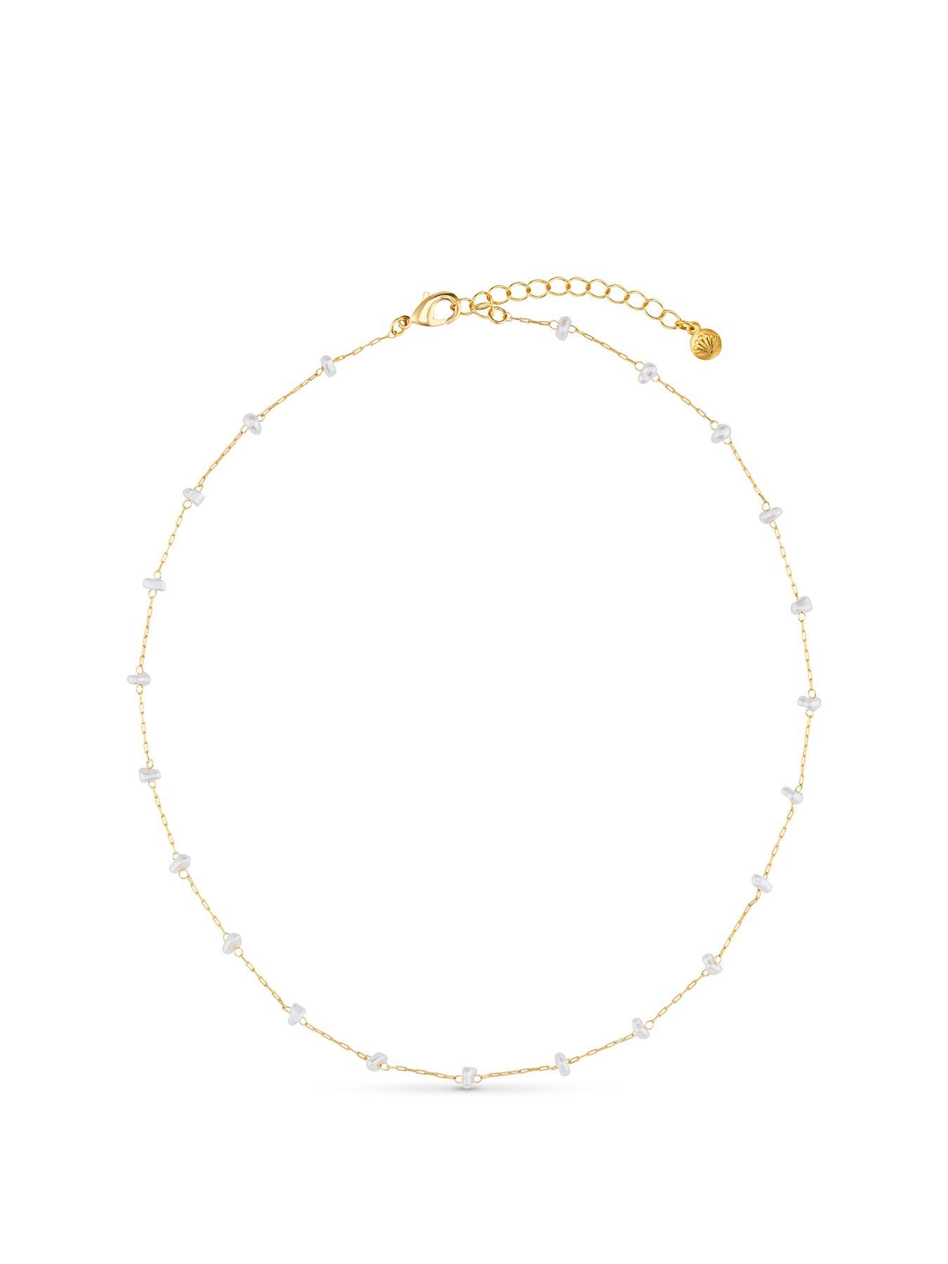 Product photograph of Orelia Pearl Stationed Chain Necklace from very.co.uk