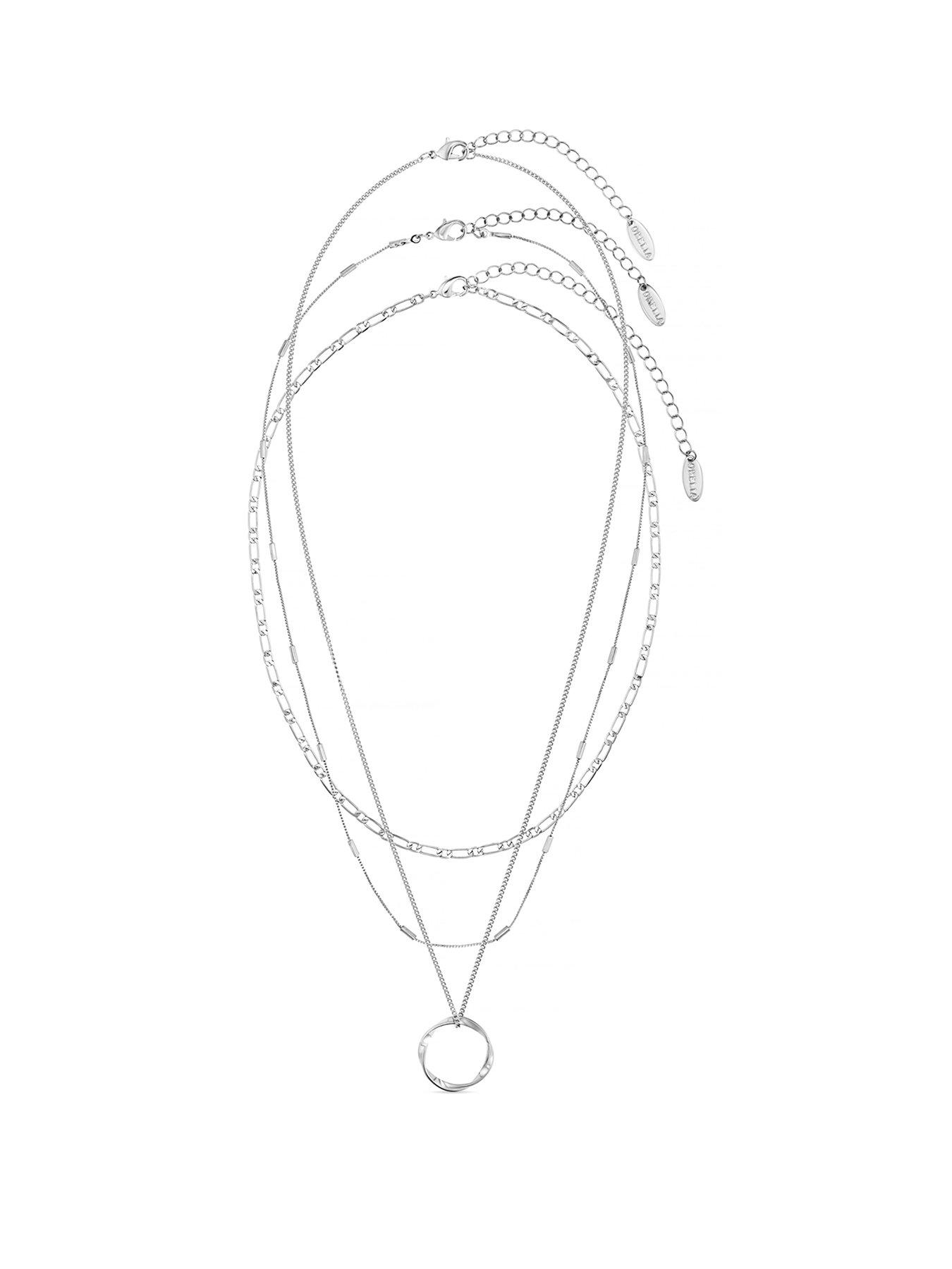 Orelia Open Circle Three Row Necklace