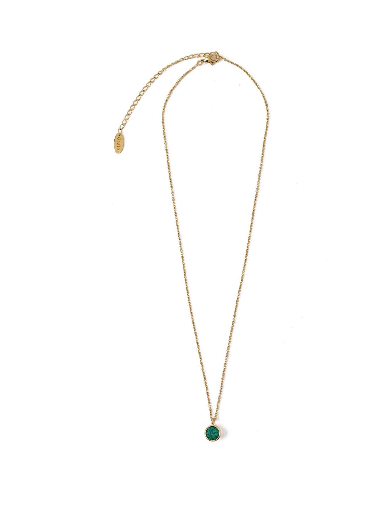 Product photograph of Orelia Emerald Necklace Made With Swarovski Crystals from very.co.uk