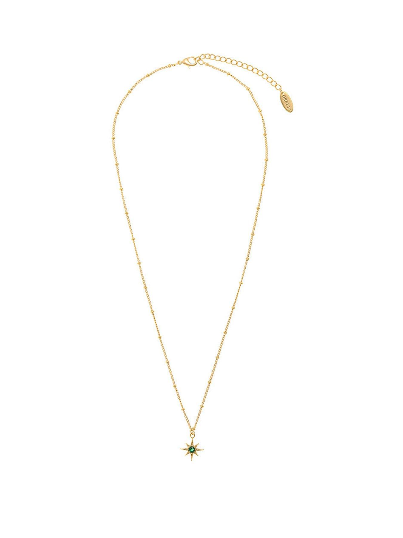 Product photograph of Orelia Emerald Star Charm Necklace from very.co.uk