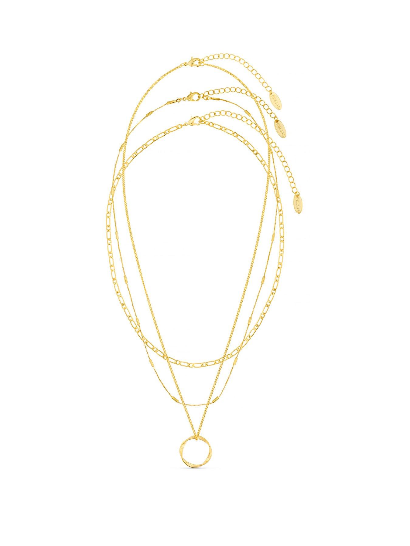 Orelia Open Circle Three Row Necklace