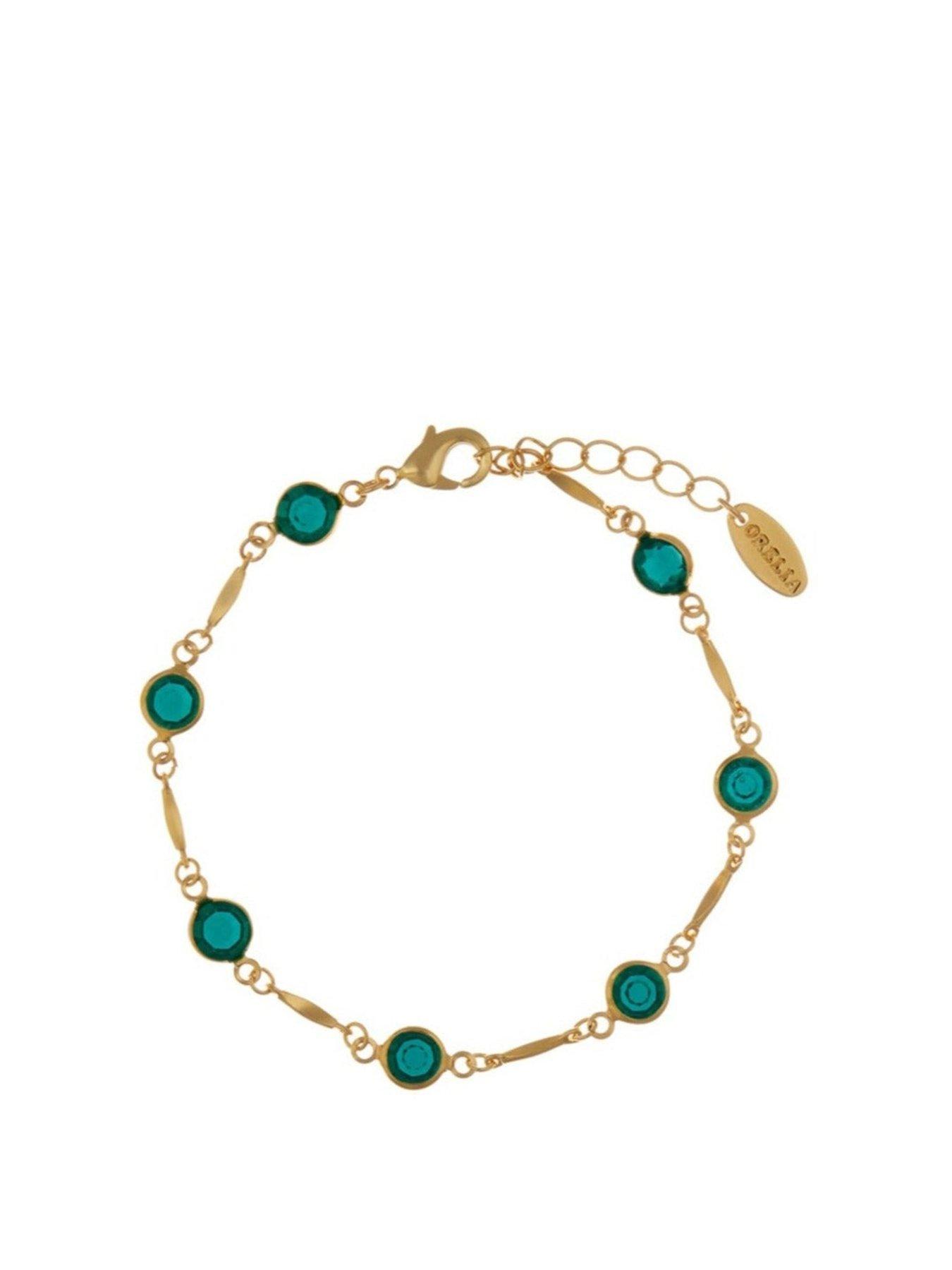 Product photograph of Orelia Emerald Bar Link Chain Bracelet from very.co.uk