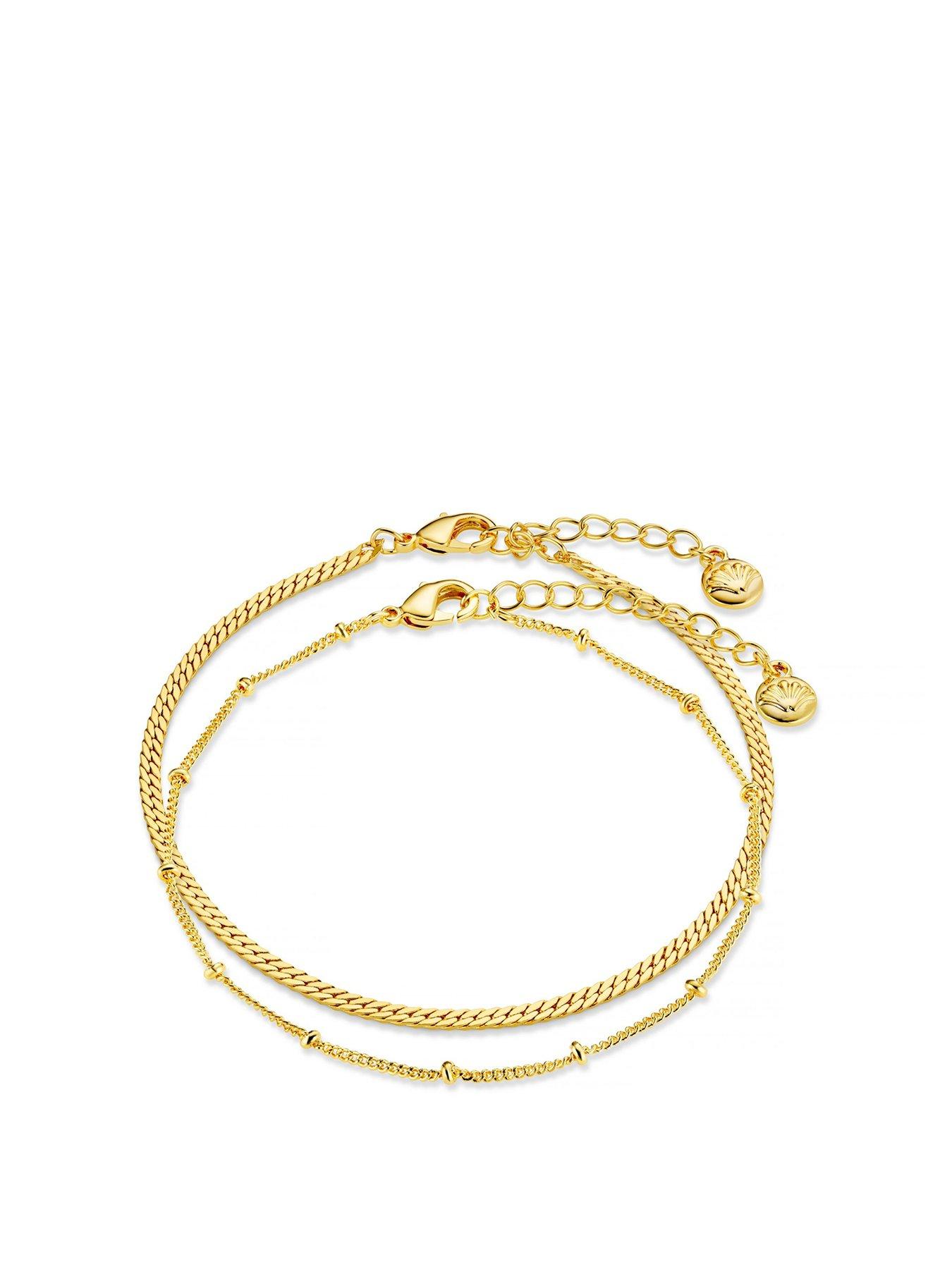 Product photograph of Orelia Satellite And Flat Curb Chain Bracelets from very.co.uk