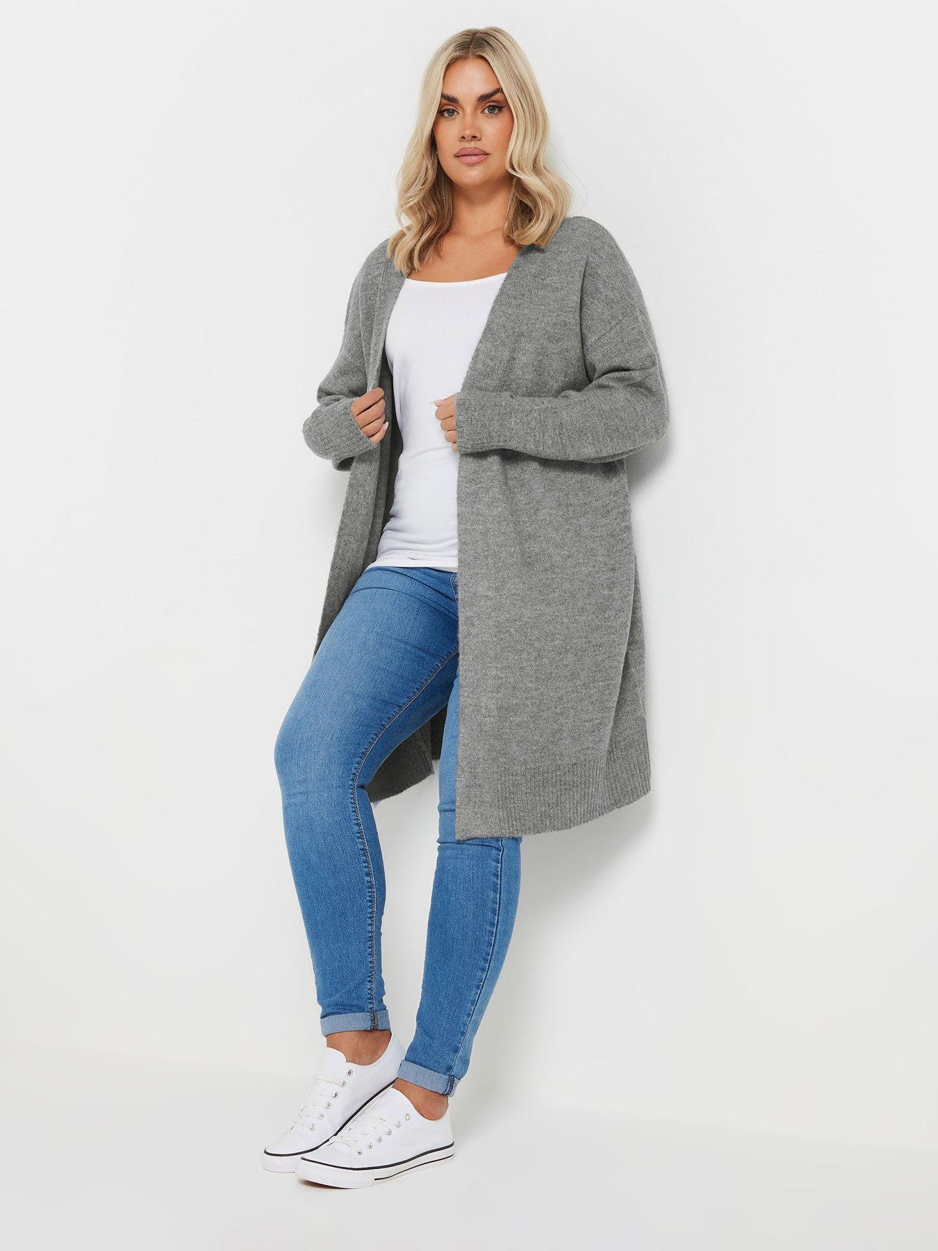 Image 3 of 4 of Yours Curve Soft Handle Midi Cardigan - Grey