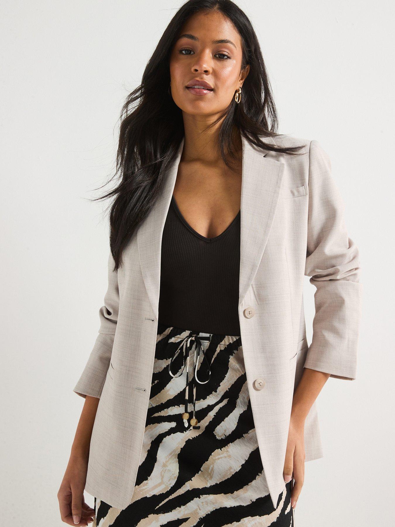 Image 1 of 5 of Vero Moda Cassidy Long Sleeve Loose Blazer - Cream