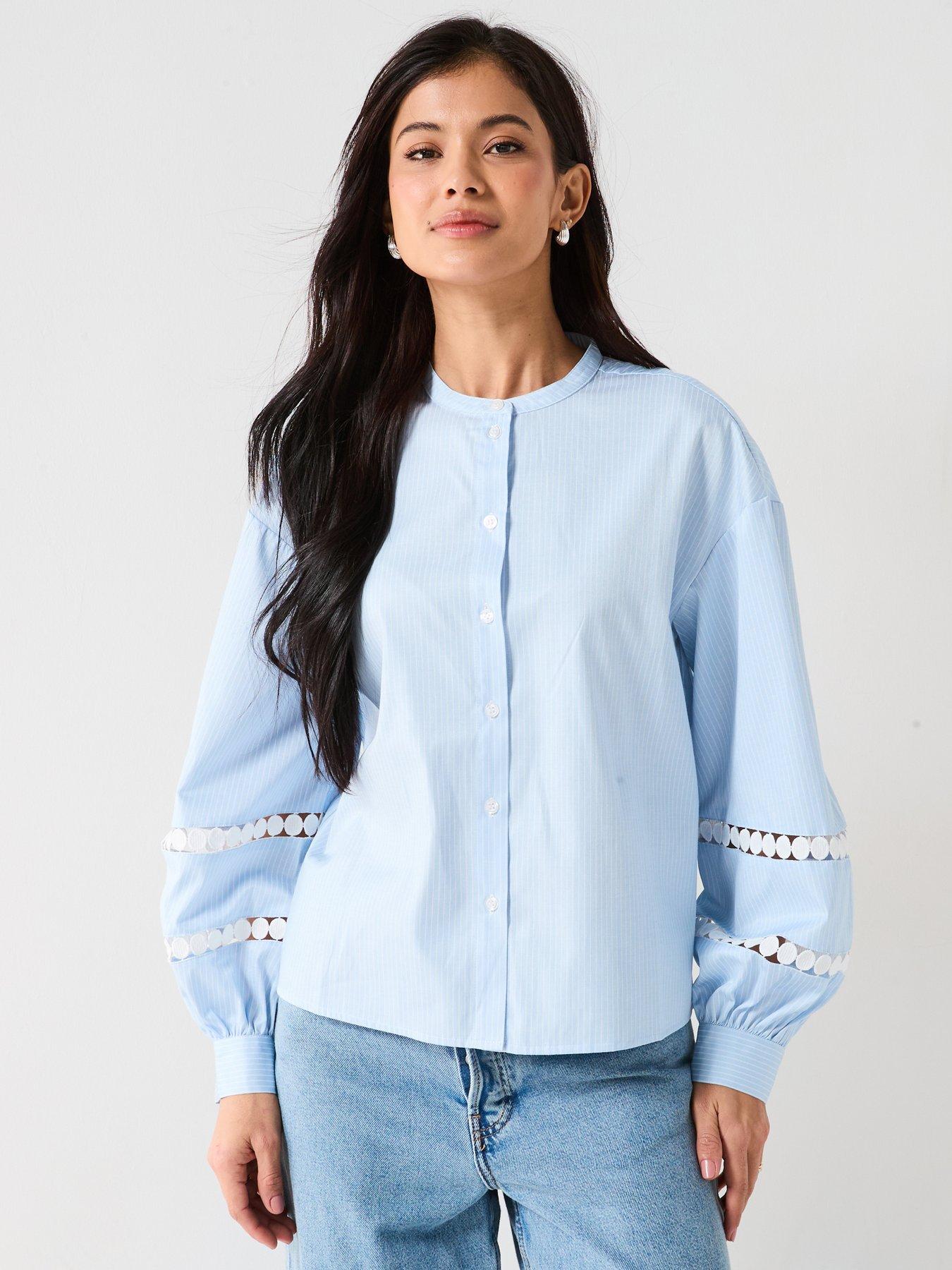 undefined Janni Tape Long Sleeve Woven Shirt - Blue