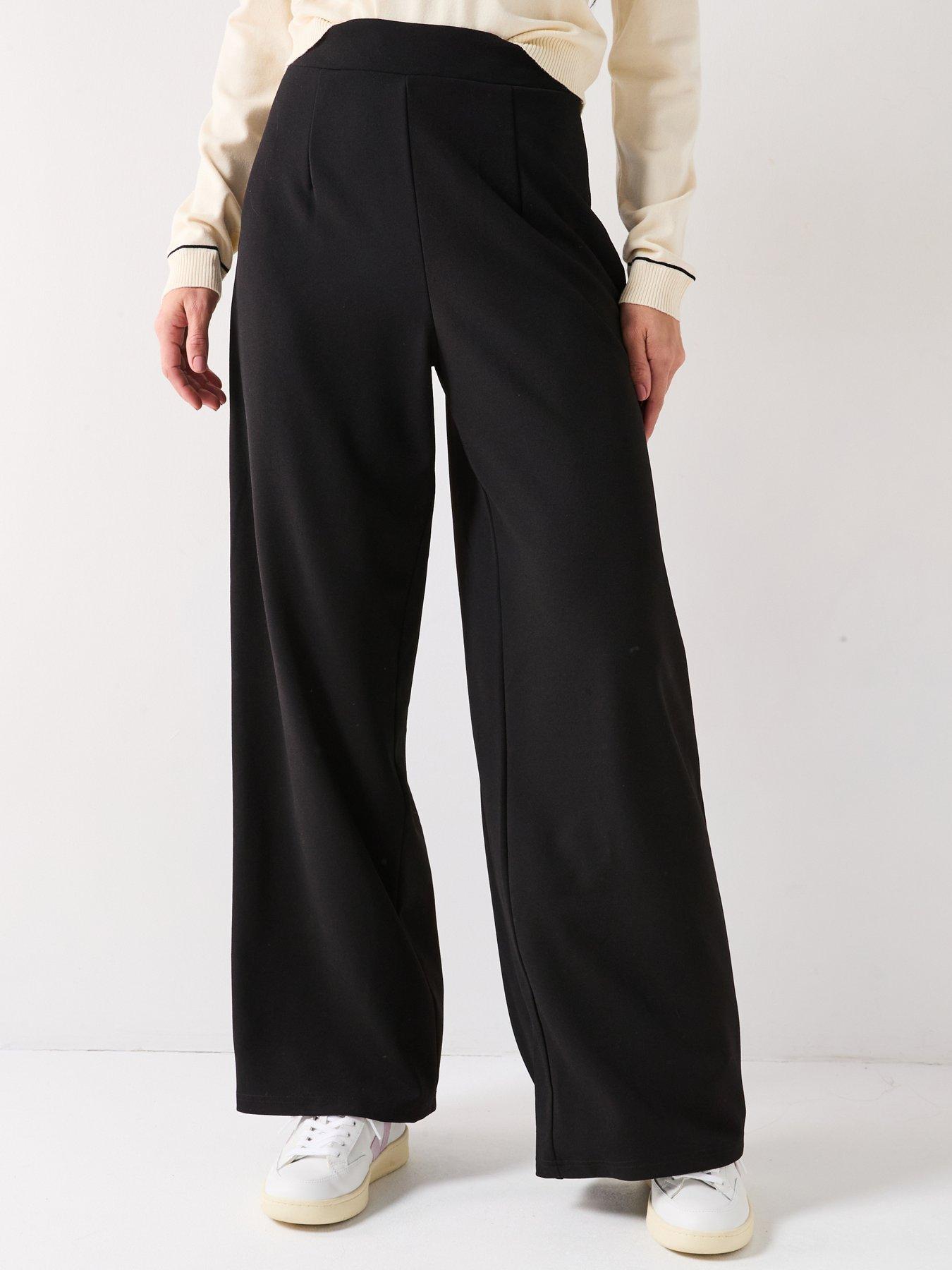 undefined Lisa Wide Leg Jersey Pant - Black