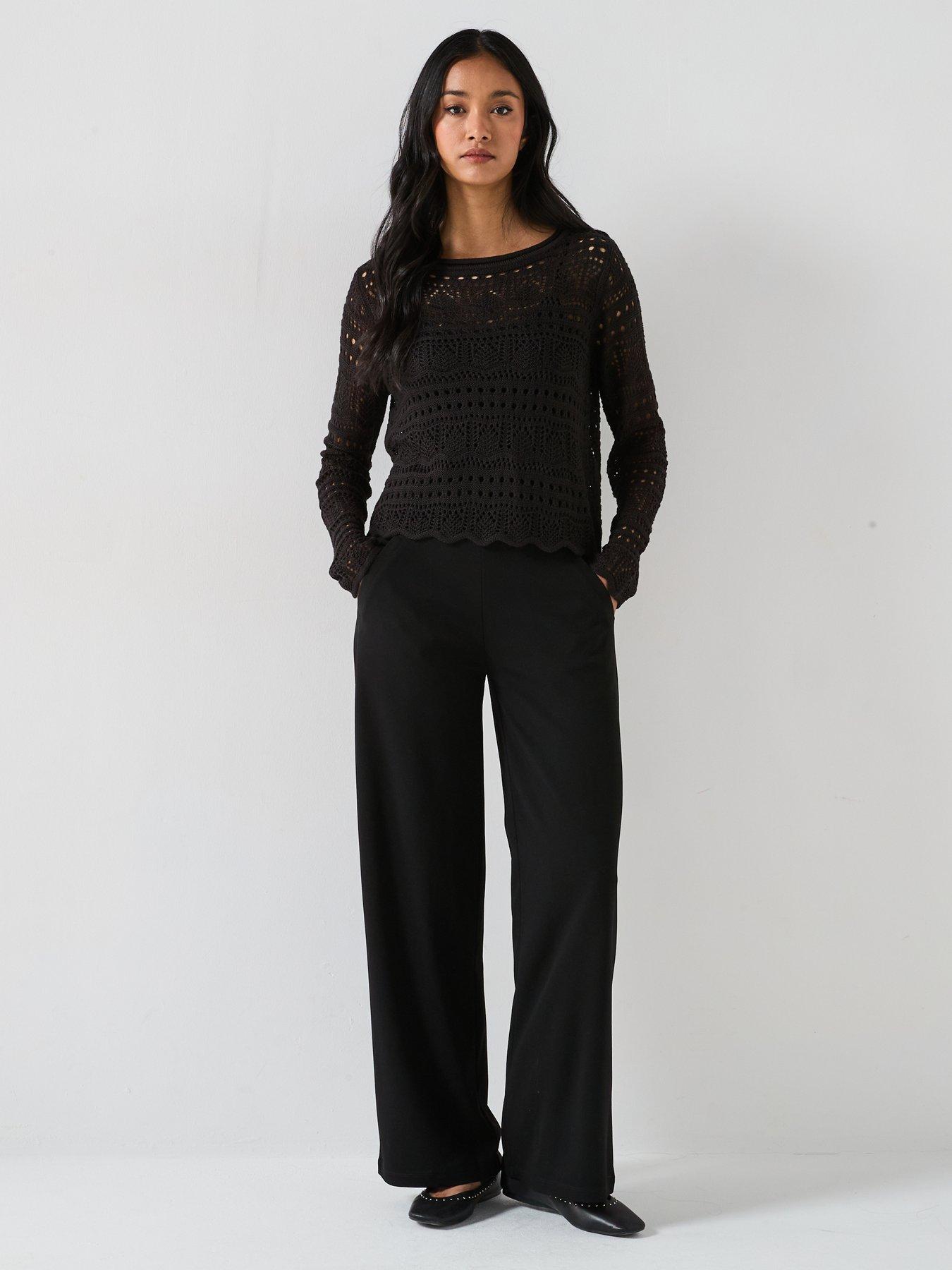 Image 3 of 6 of JDY Louisville Catia Wide Leg Jersey Pant - Black