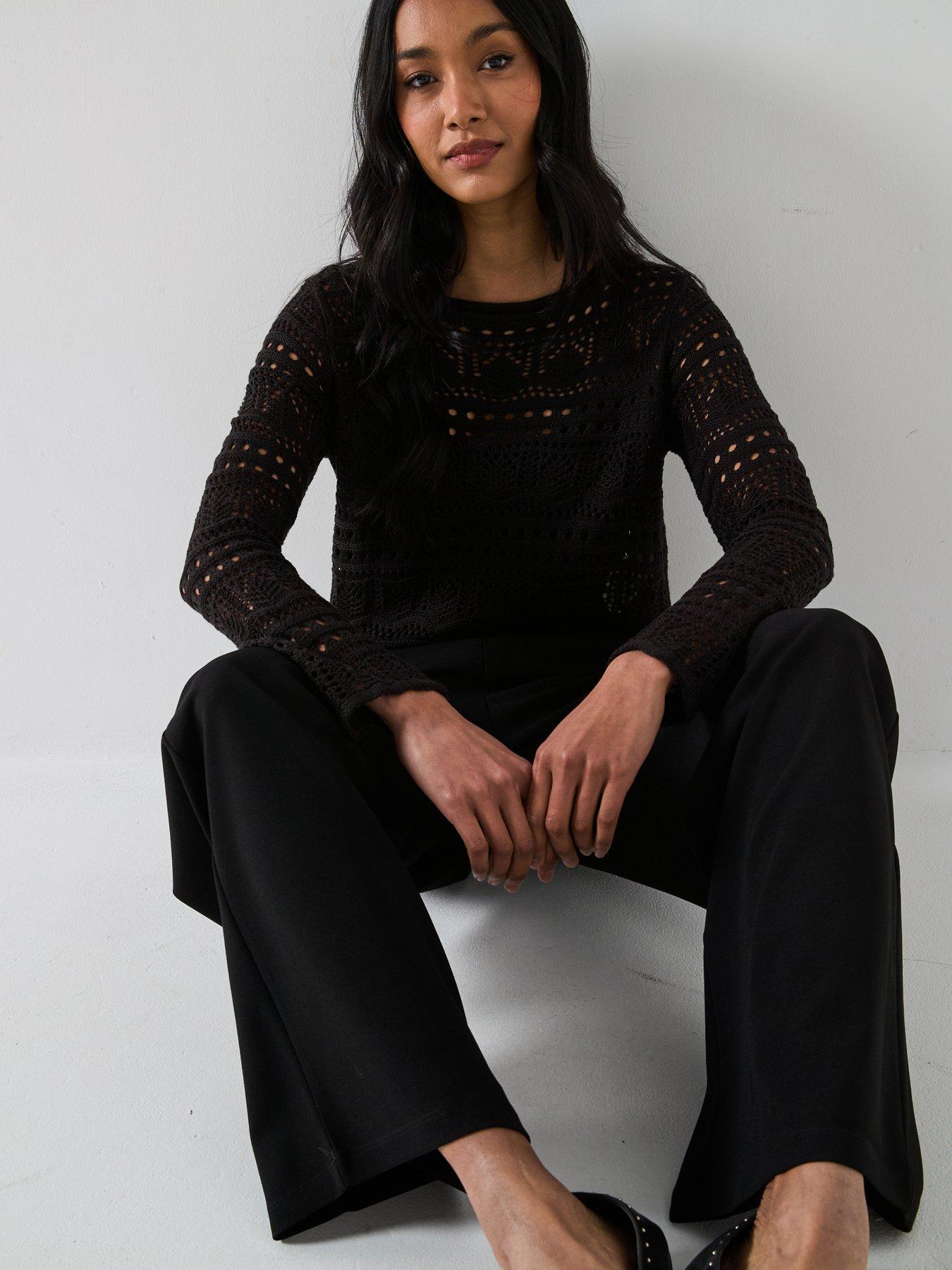 Image 4 of 6 of JDY Louisville Catia Wide Leg Jersey Pant - Black